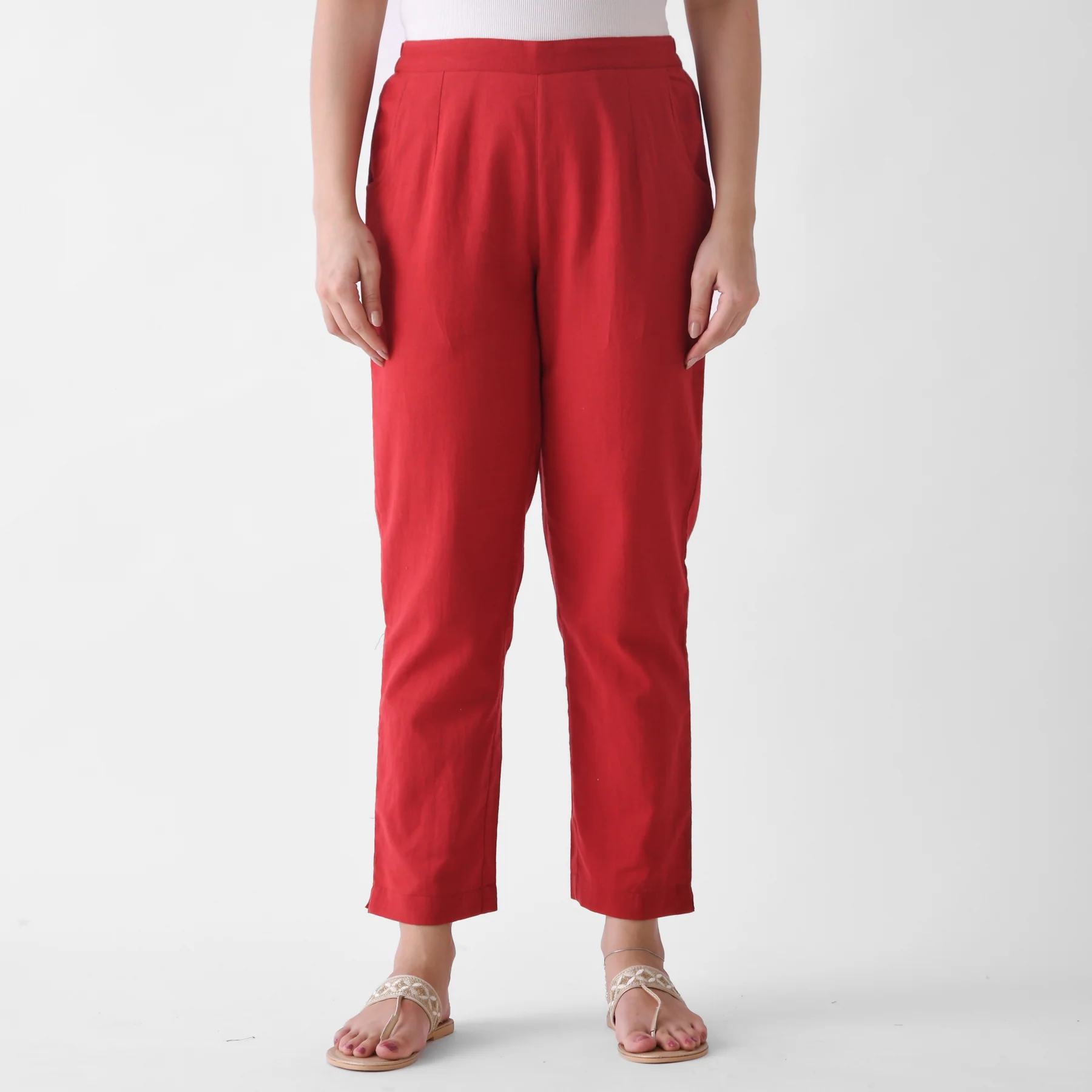 Red Cotton AMPM Pants - Image 3