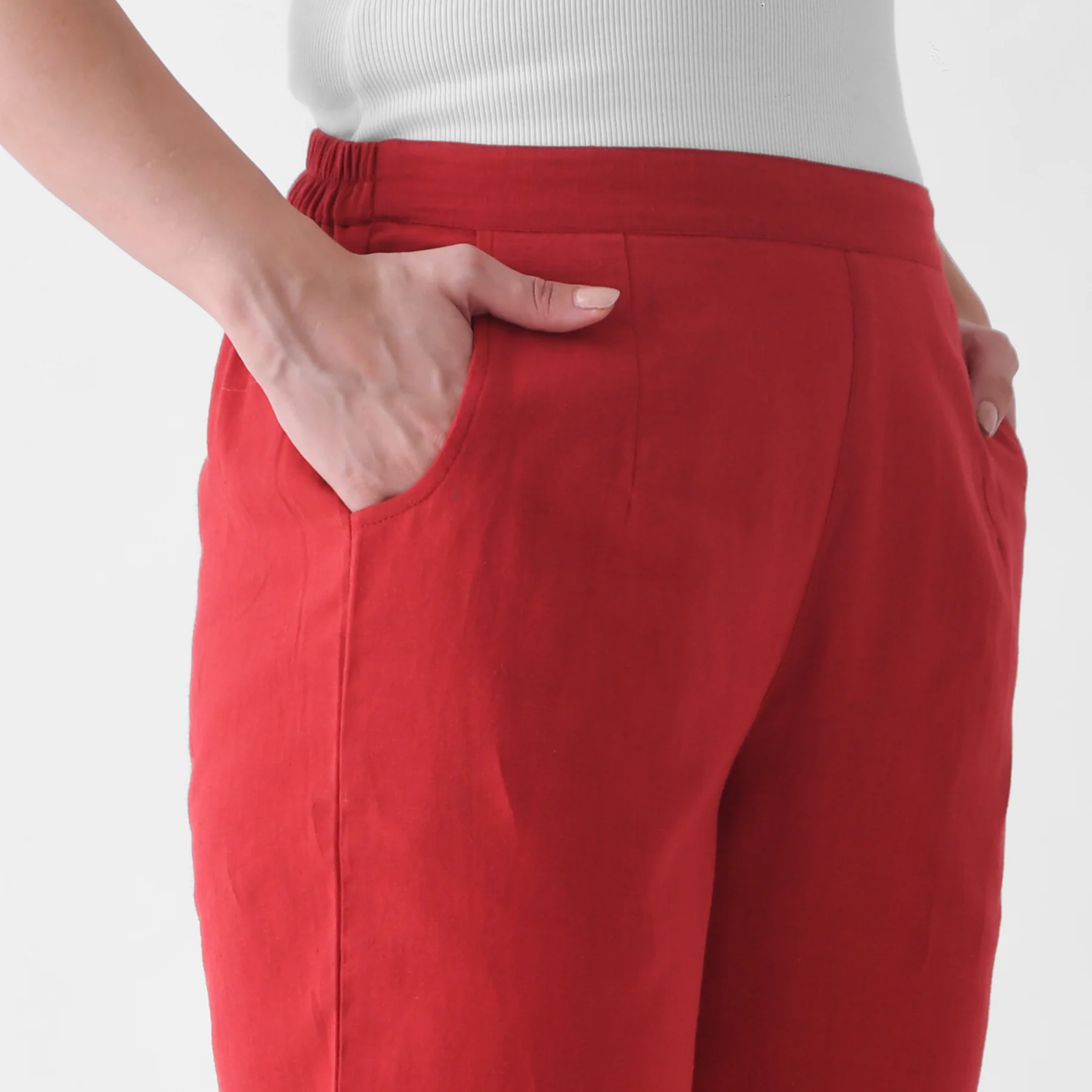 Red Cotton AMPM Pants - Image 5