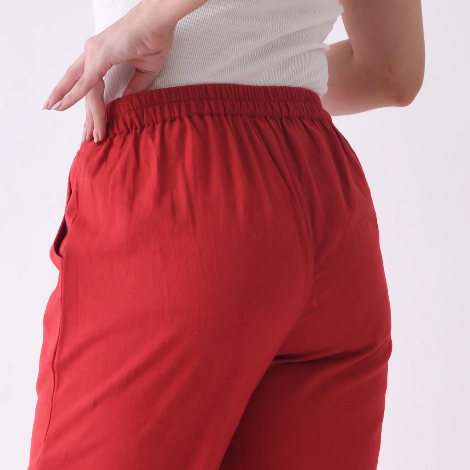 Red Cotton AMPM Pants - Image 7