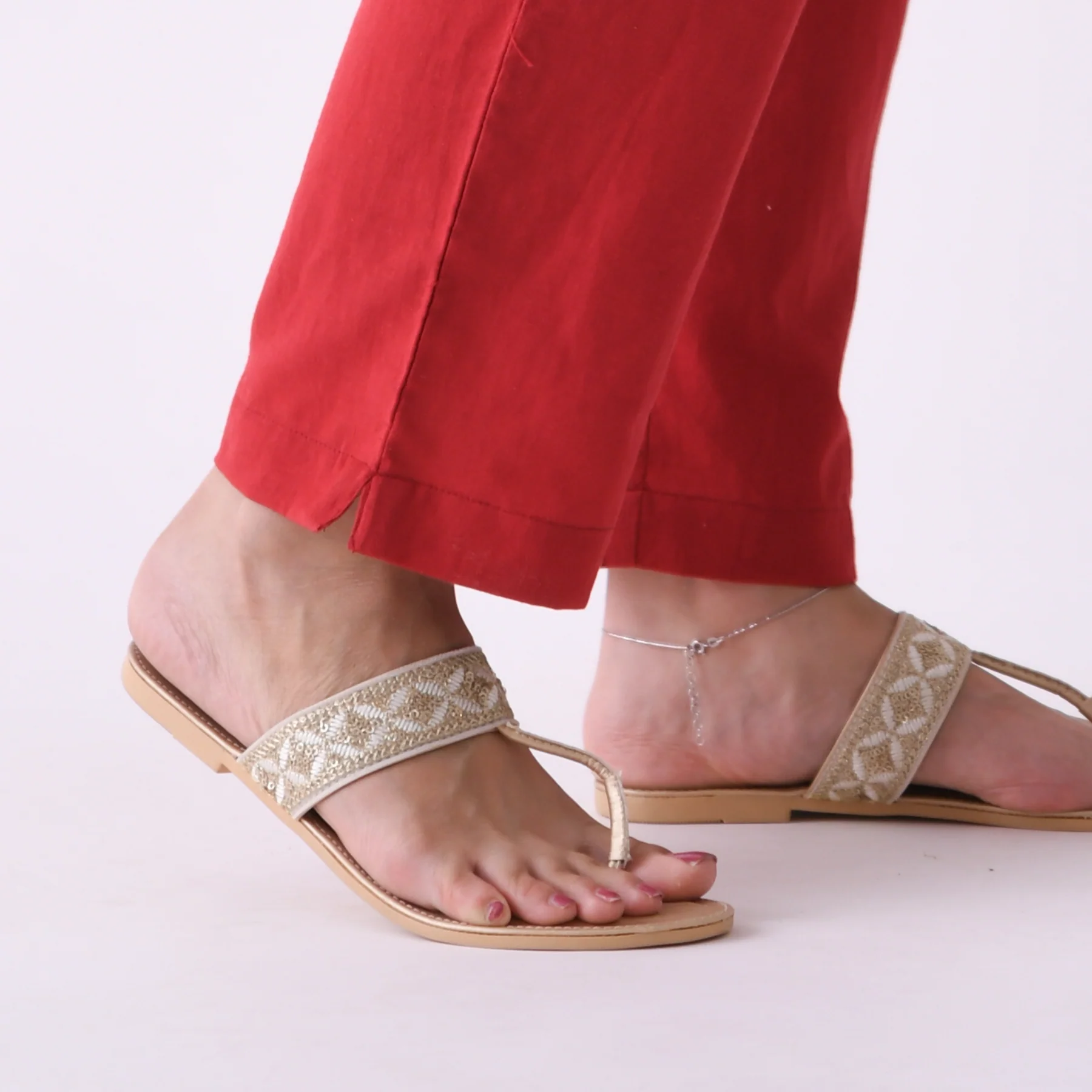 Red Cotton AMPM Pants - Image 8