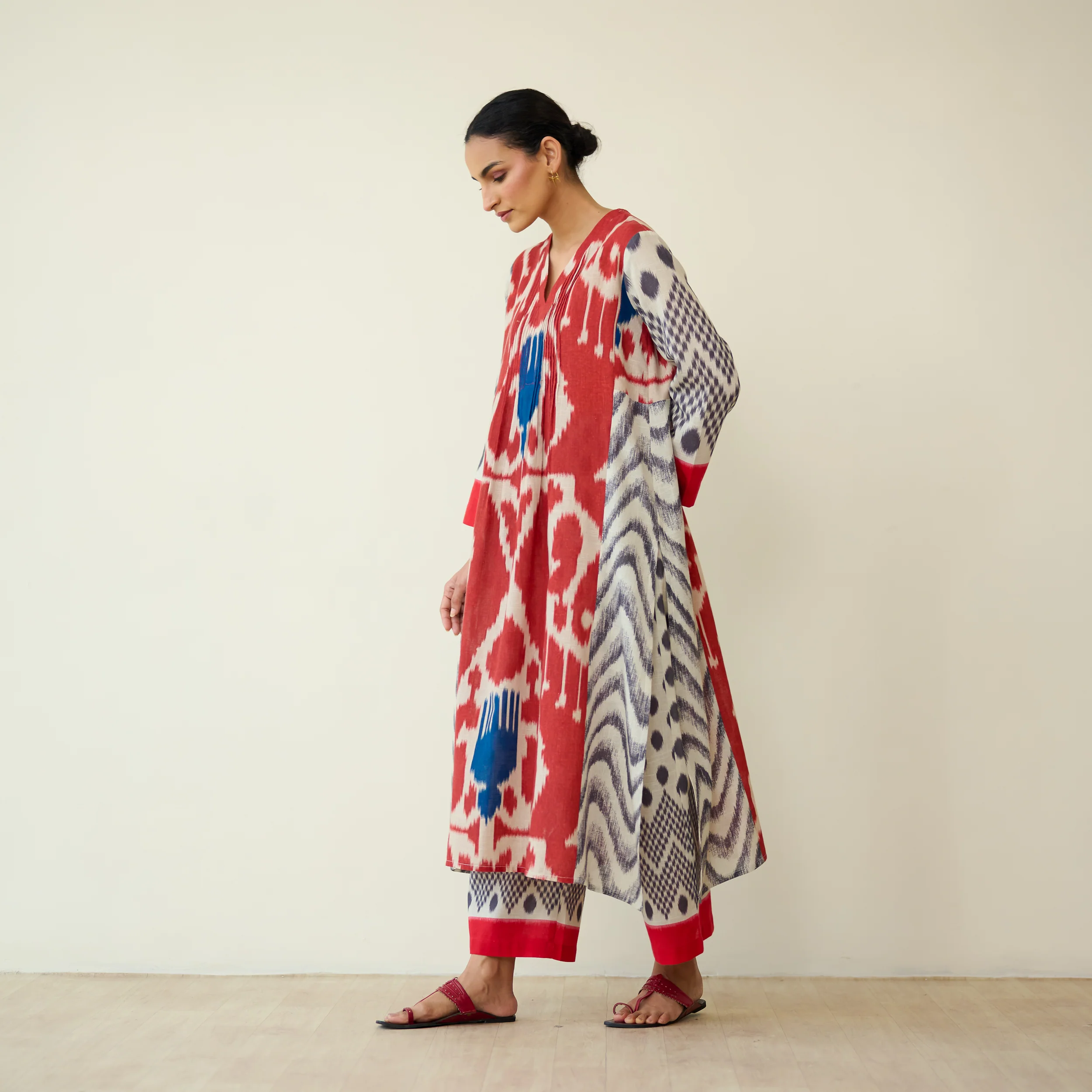 Rhythm Slub Cotton Kurta Set - Earthy Red - Image 5