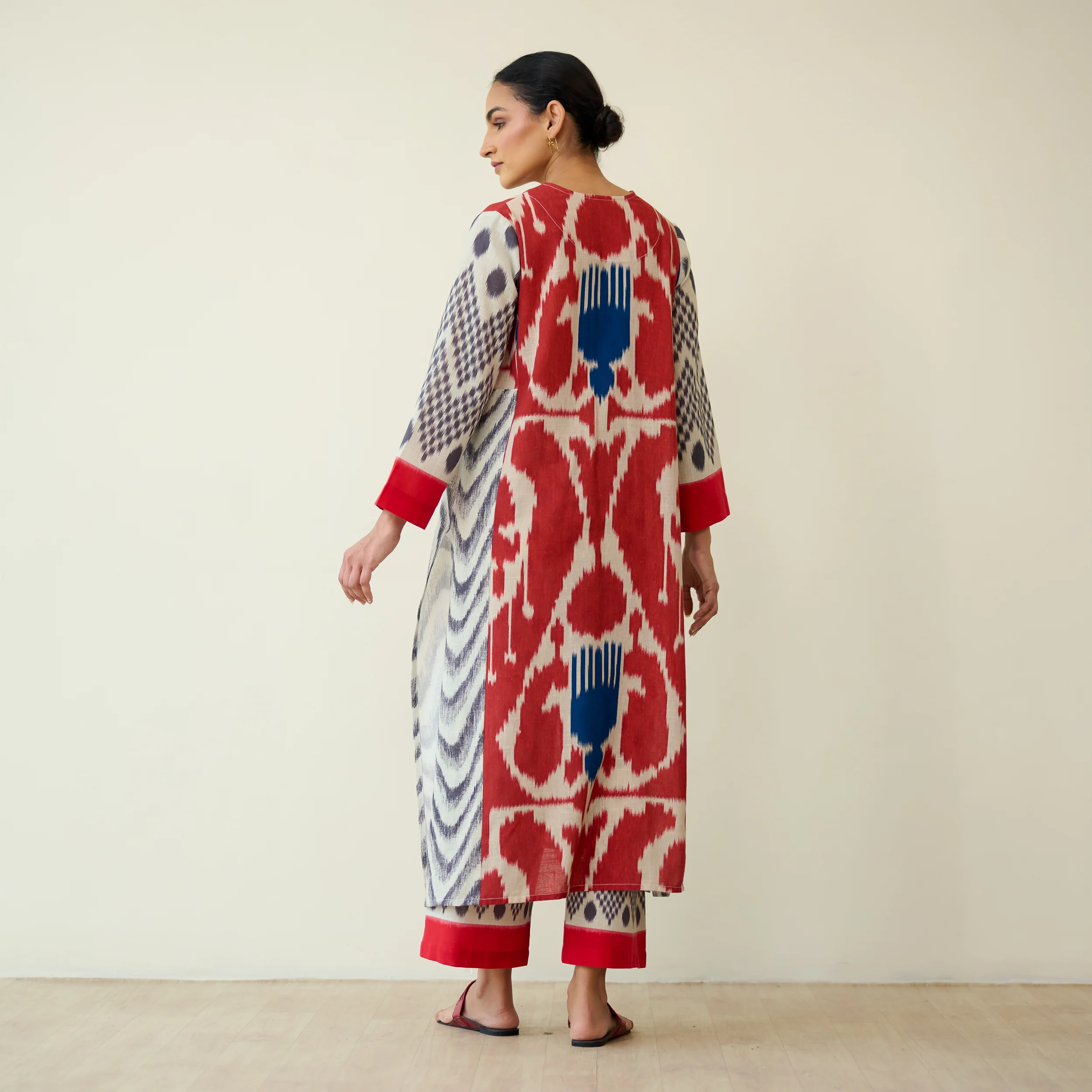 Rhythm Slub Cotton Kurta Set - Earthy Red - Image 8