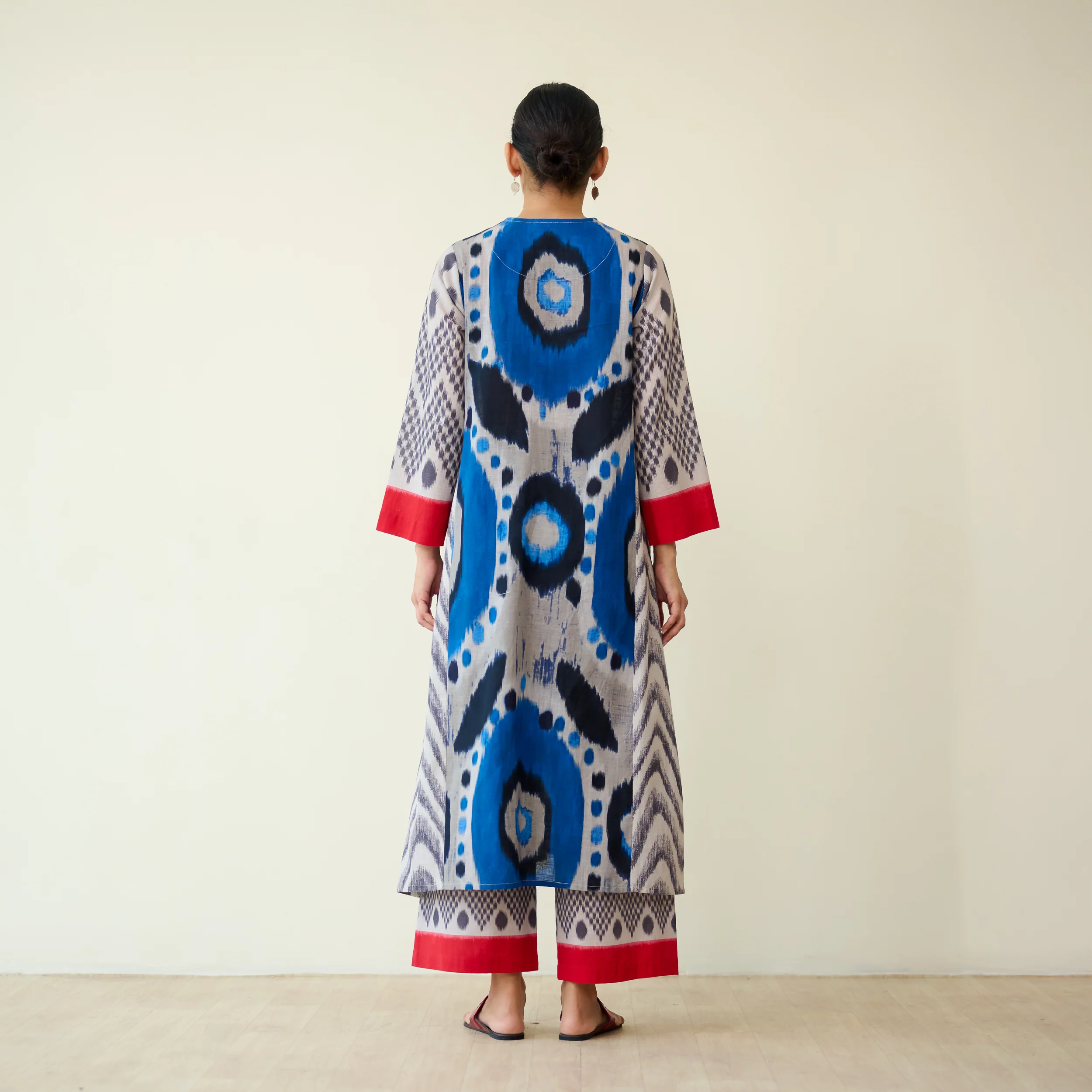 Rhythm Slub Cotton Kurta Set - Electric Blue & Grey - Image 5