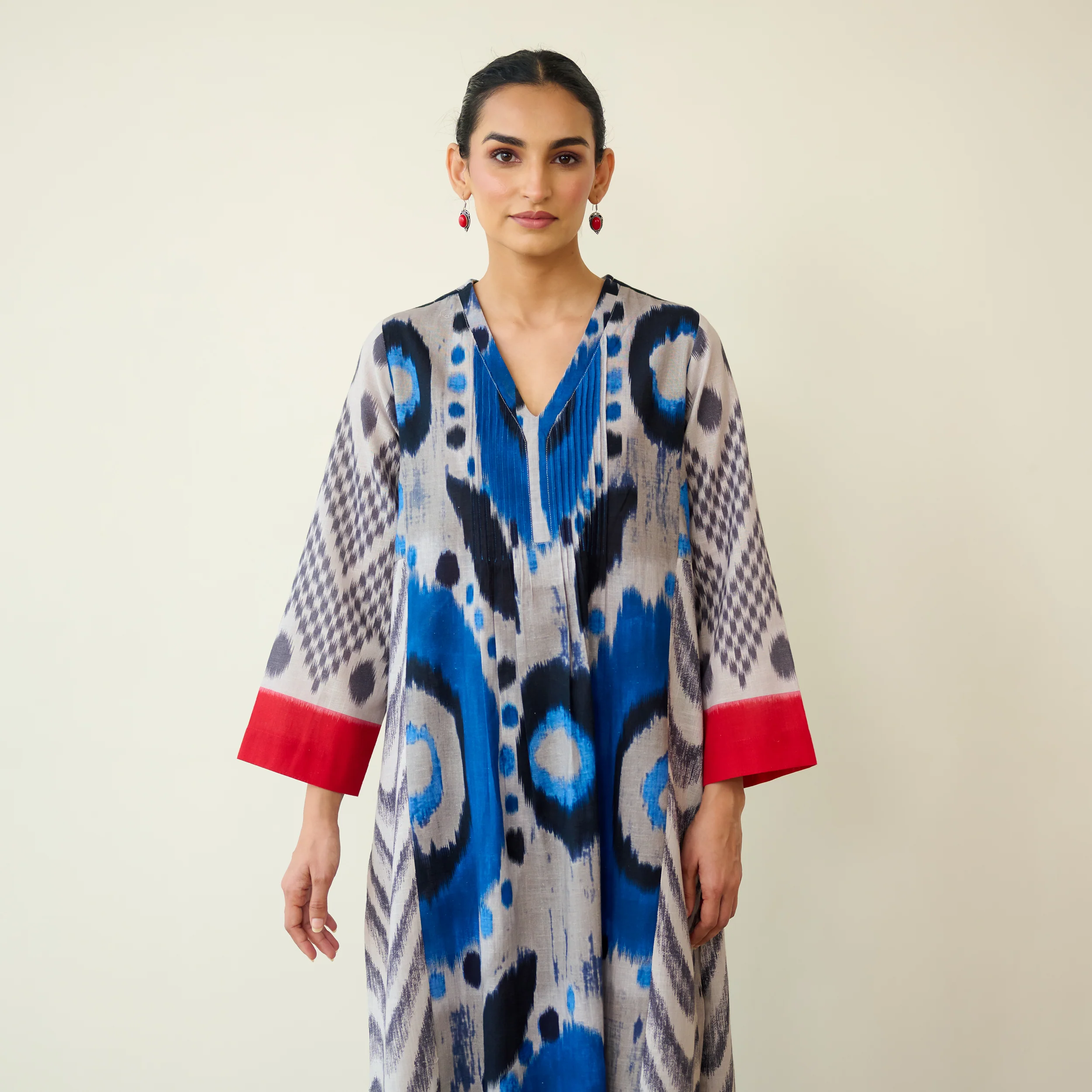 Rhythm Slub Cotton Kurta Set - Electric Blue & Grey - Image 7