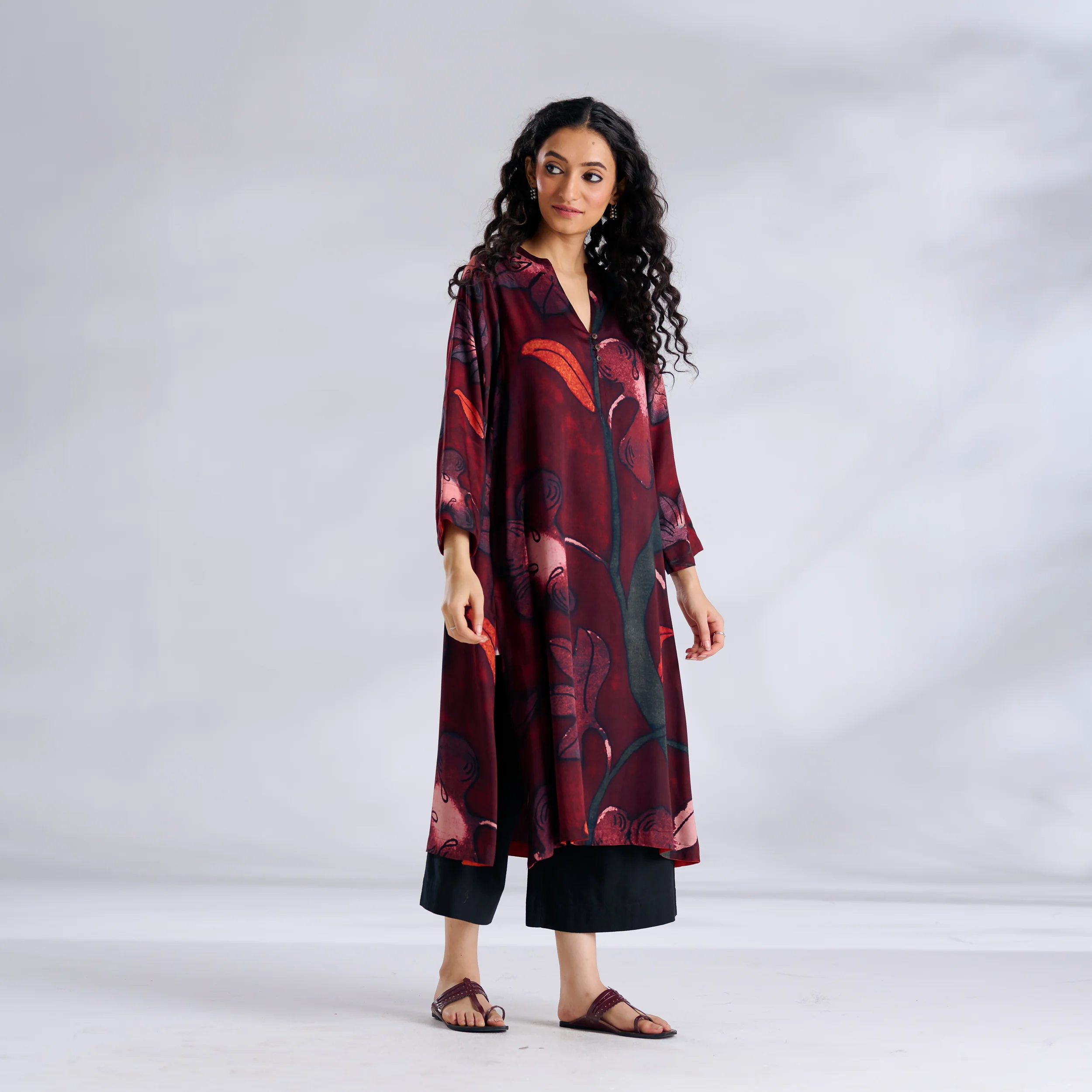 Rivaa Modal Satin Kurta - Red - Image 5
