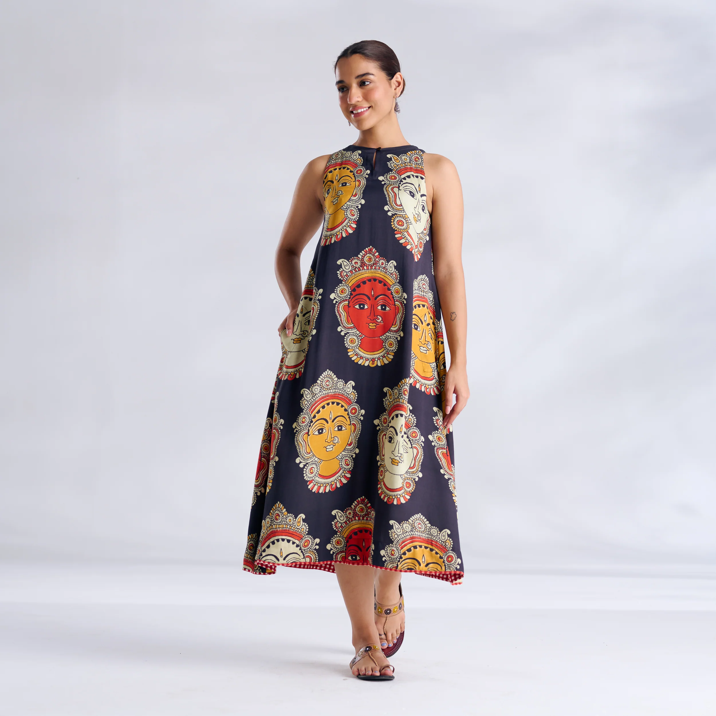 Roopika Modal Satin Dress - Charcoal - Image 3