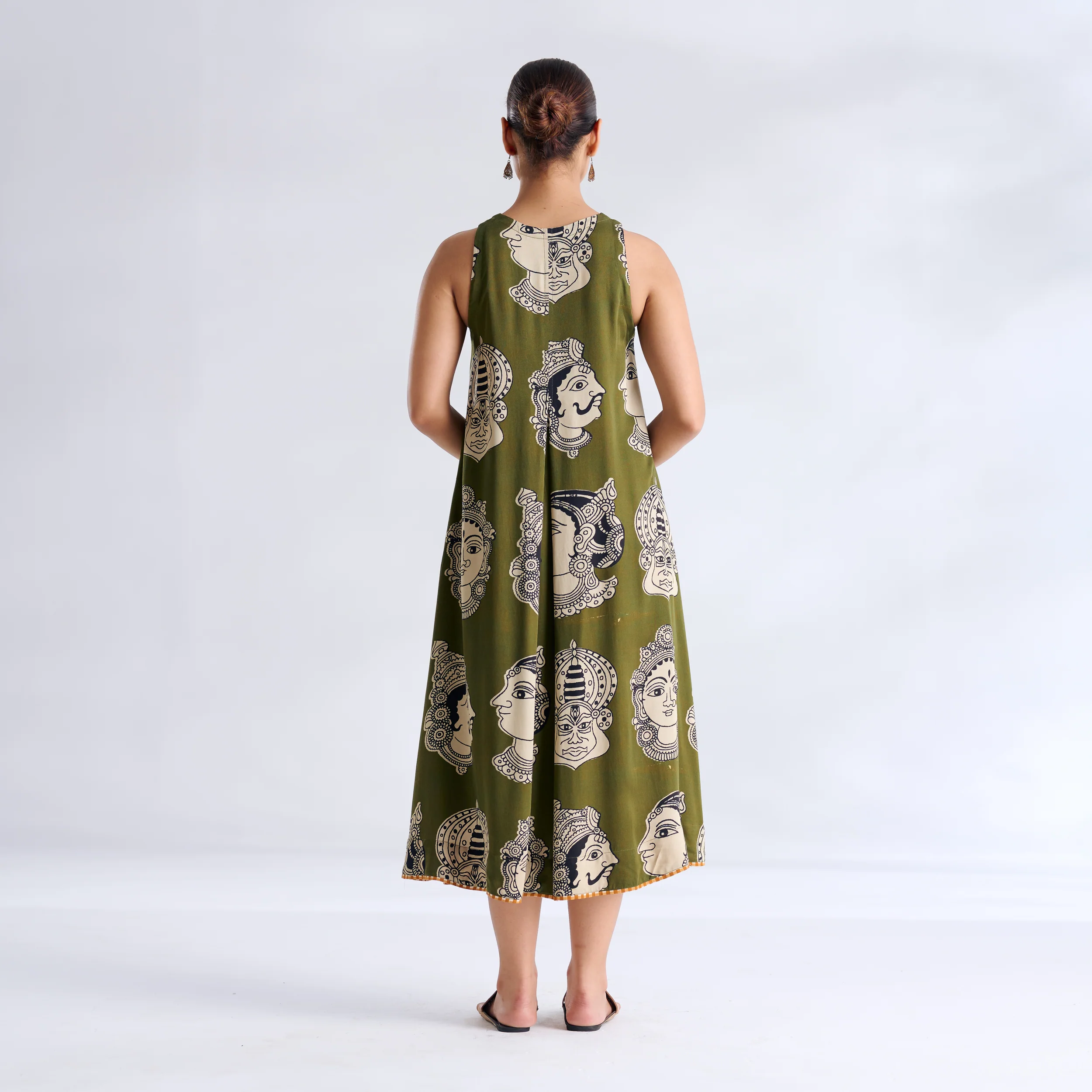 Roopika Modal Satin Dress - Henna Green - Image 6
