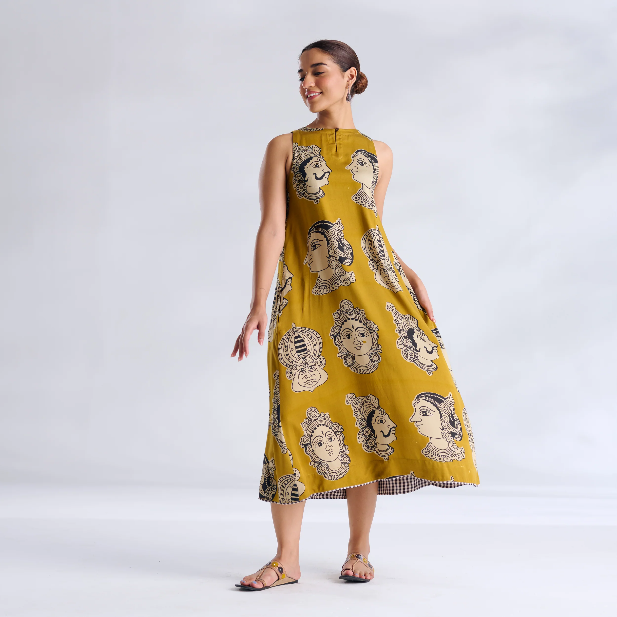 Roopika Modal Satin Dress - Ochre Yellow - Image 5