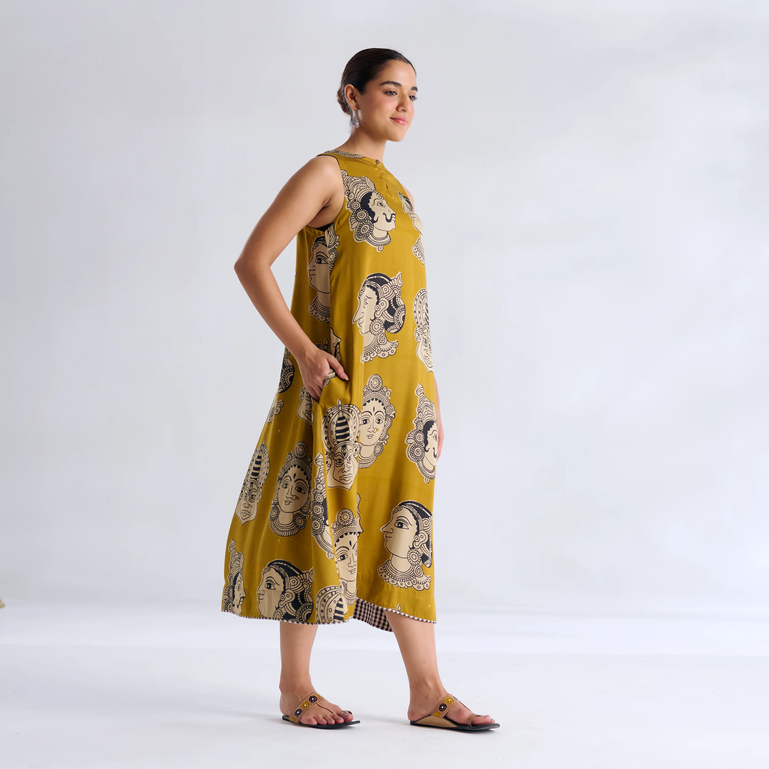 Roopika Modal Satin Dress - Ochre Yellow - Image 6