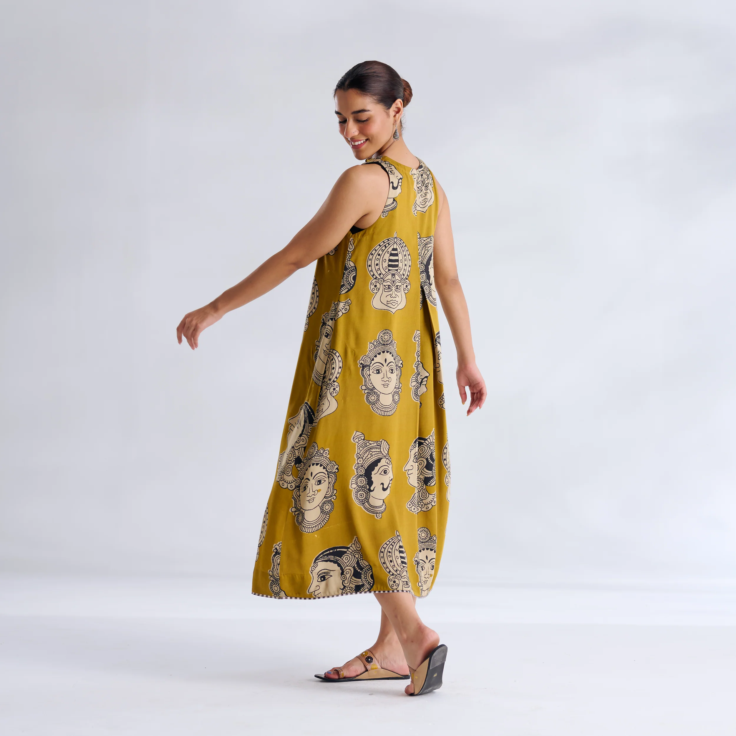 Roopika Modal Satin Dress - Ochre Yellow - Image 8