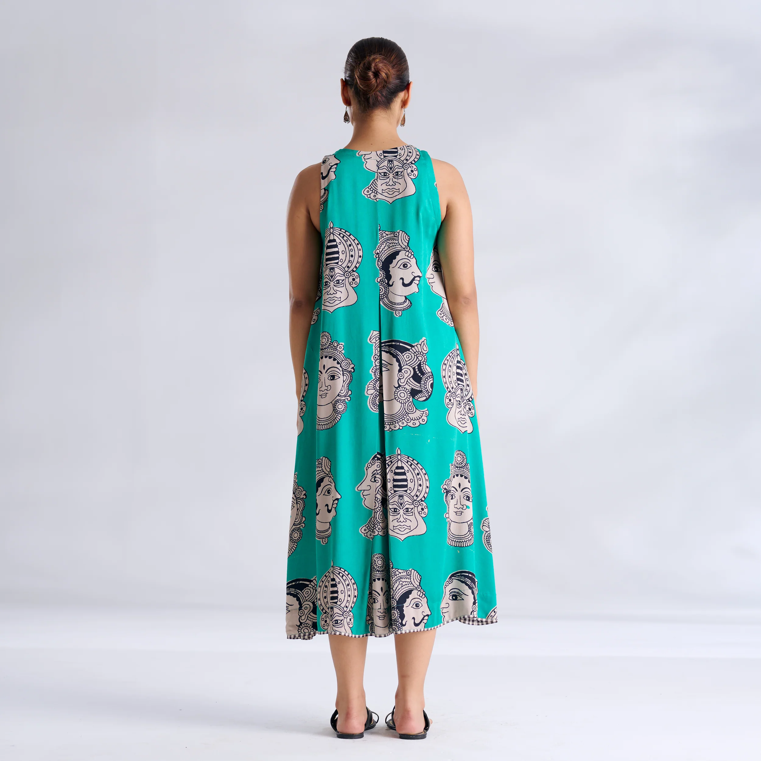Roopika Modal Satin Dress - Turquoise - Image 6