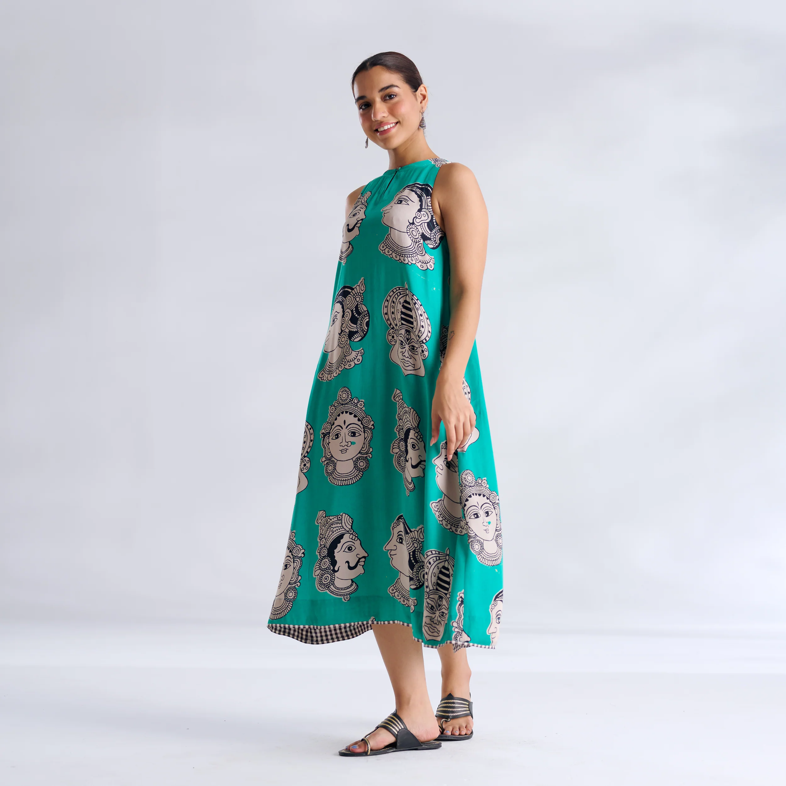 Roopika Modal Satin Dress - Turquoise - Image 7