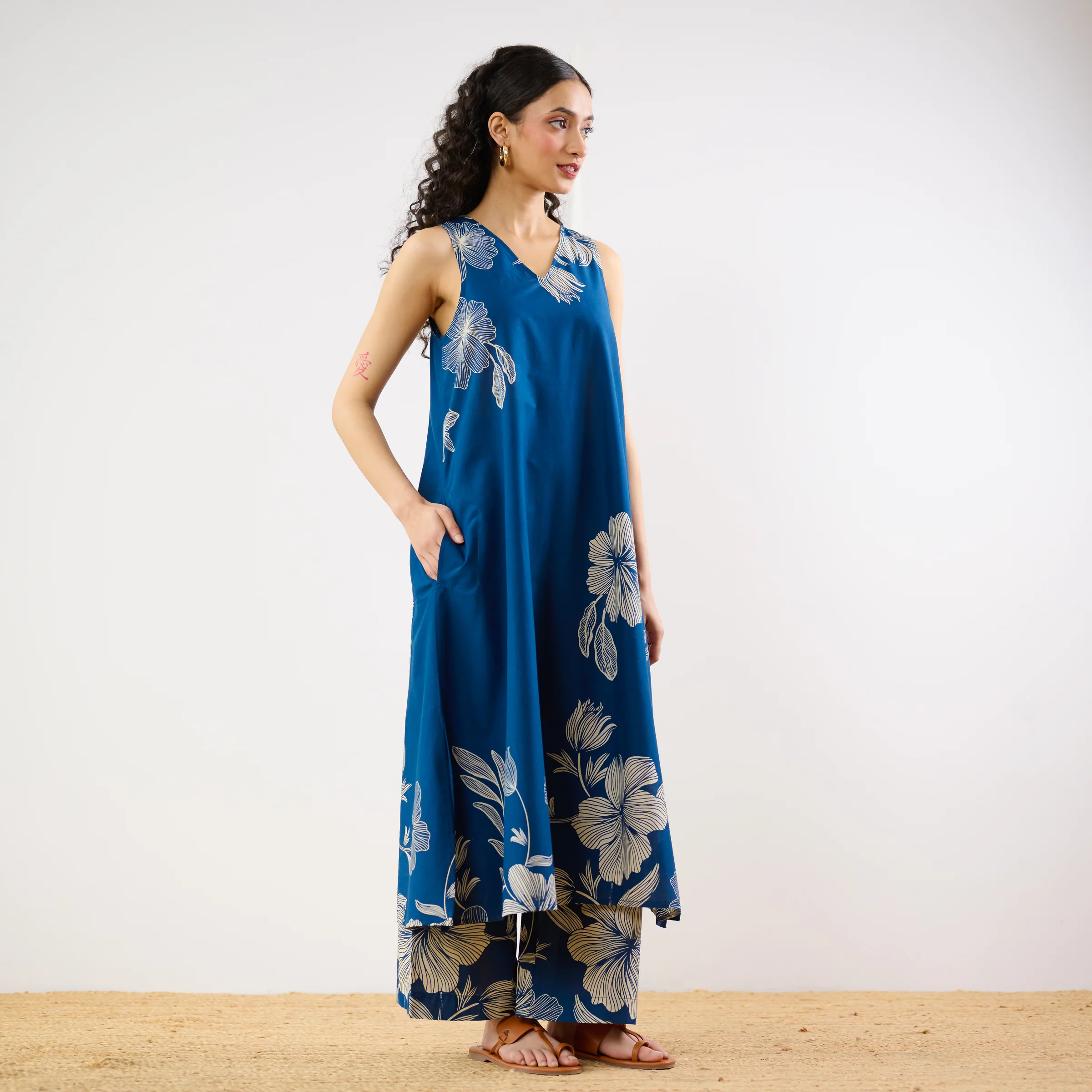 Rosa A-line Cotton Co-ord Set - Indigo - Image 5