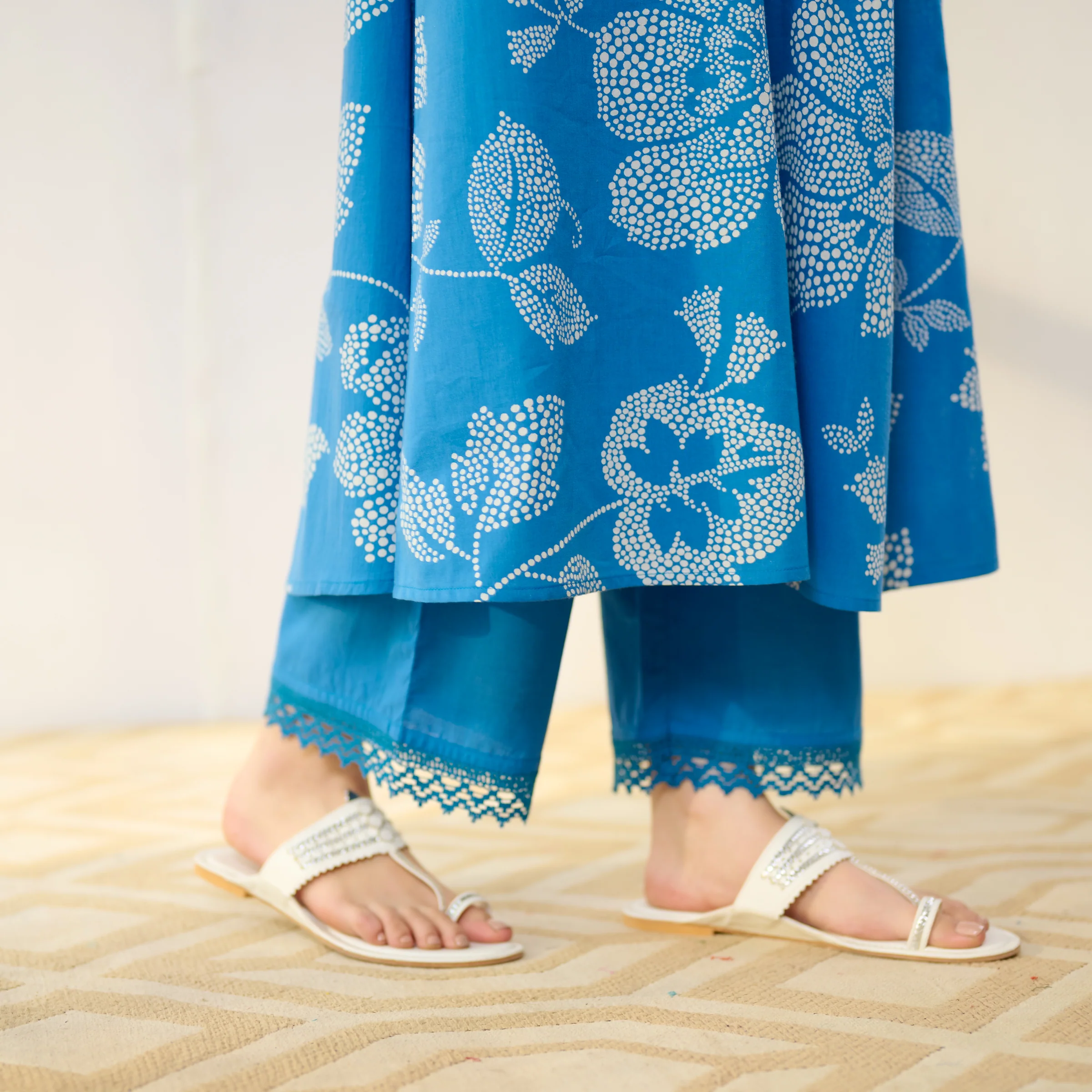 Rosewood Cotton Kurta Set - Electric Blue - Image 3