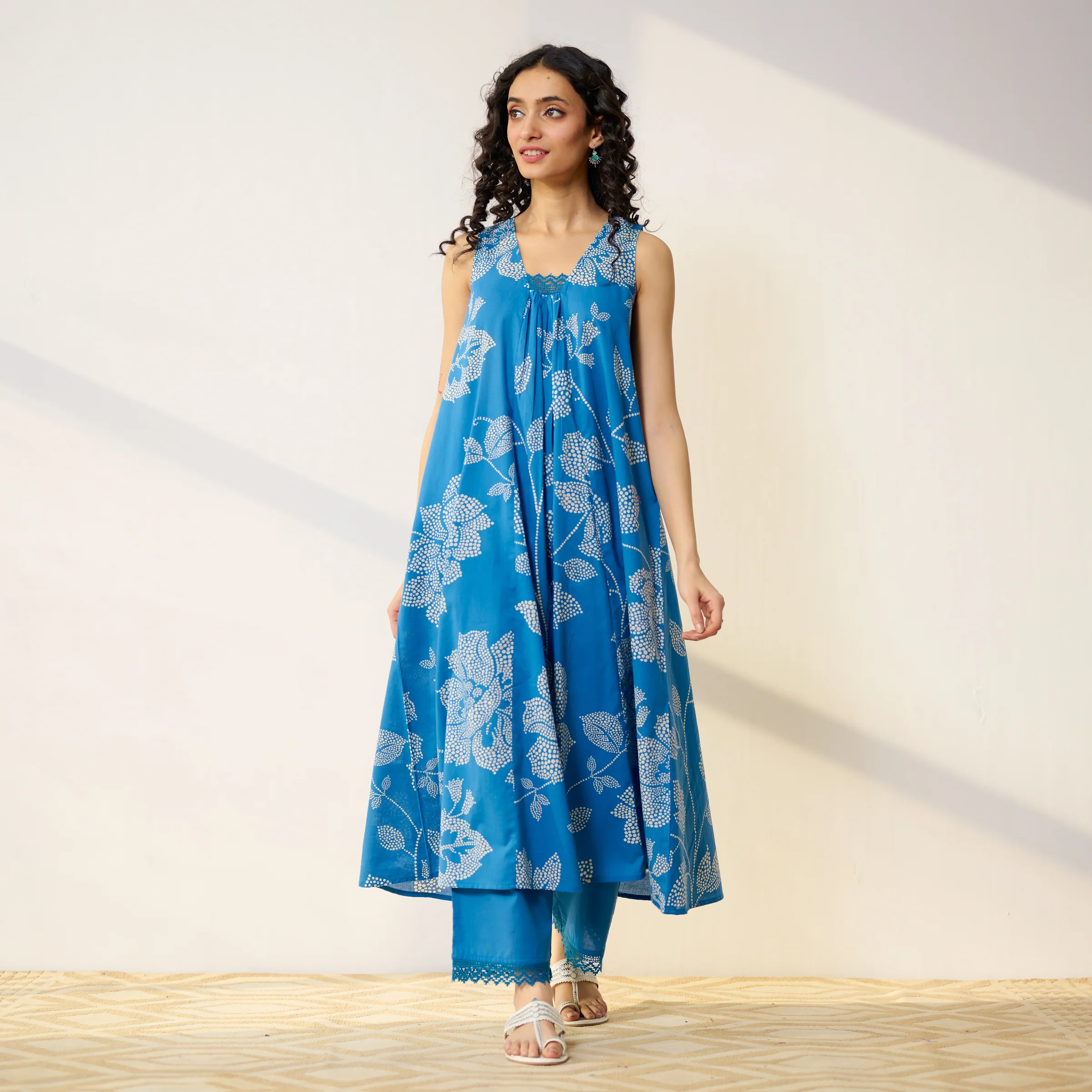 Rosewood Cotton Kurta Set - Electric Blue - Image 4