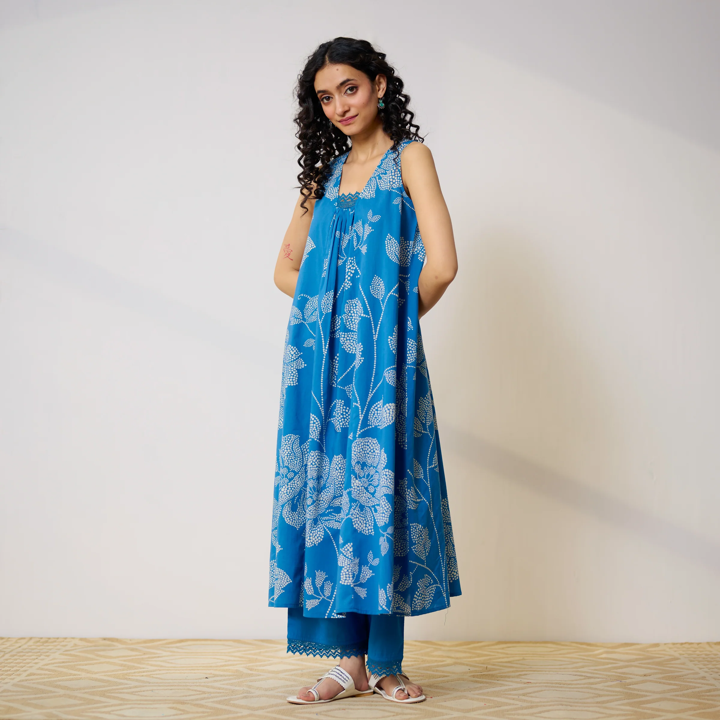 Rosewood Cotton Kurta Set - Electric Blue - Image 7