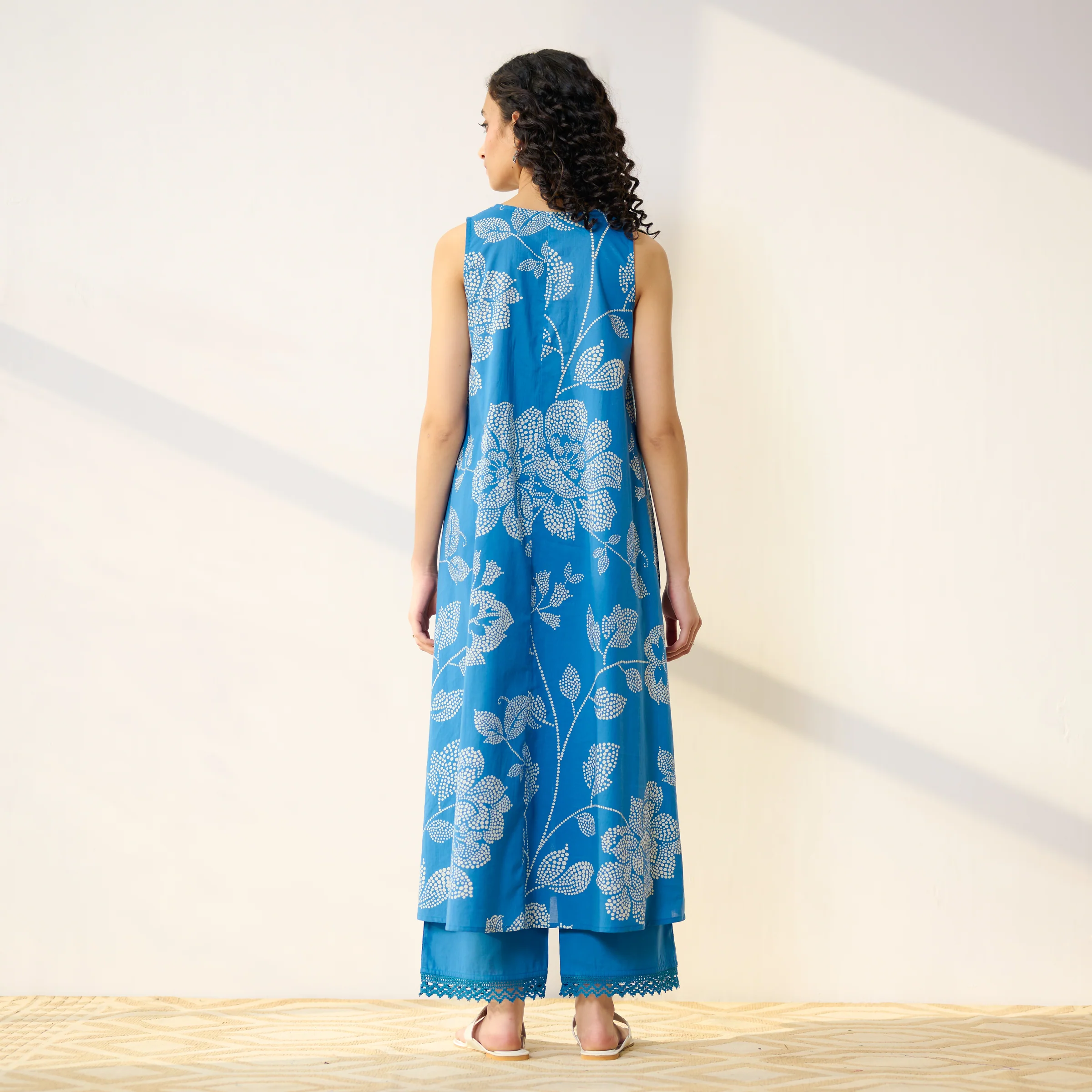 Rosewood Cotton Kurta Set - Electric Blue - Image 8
