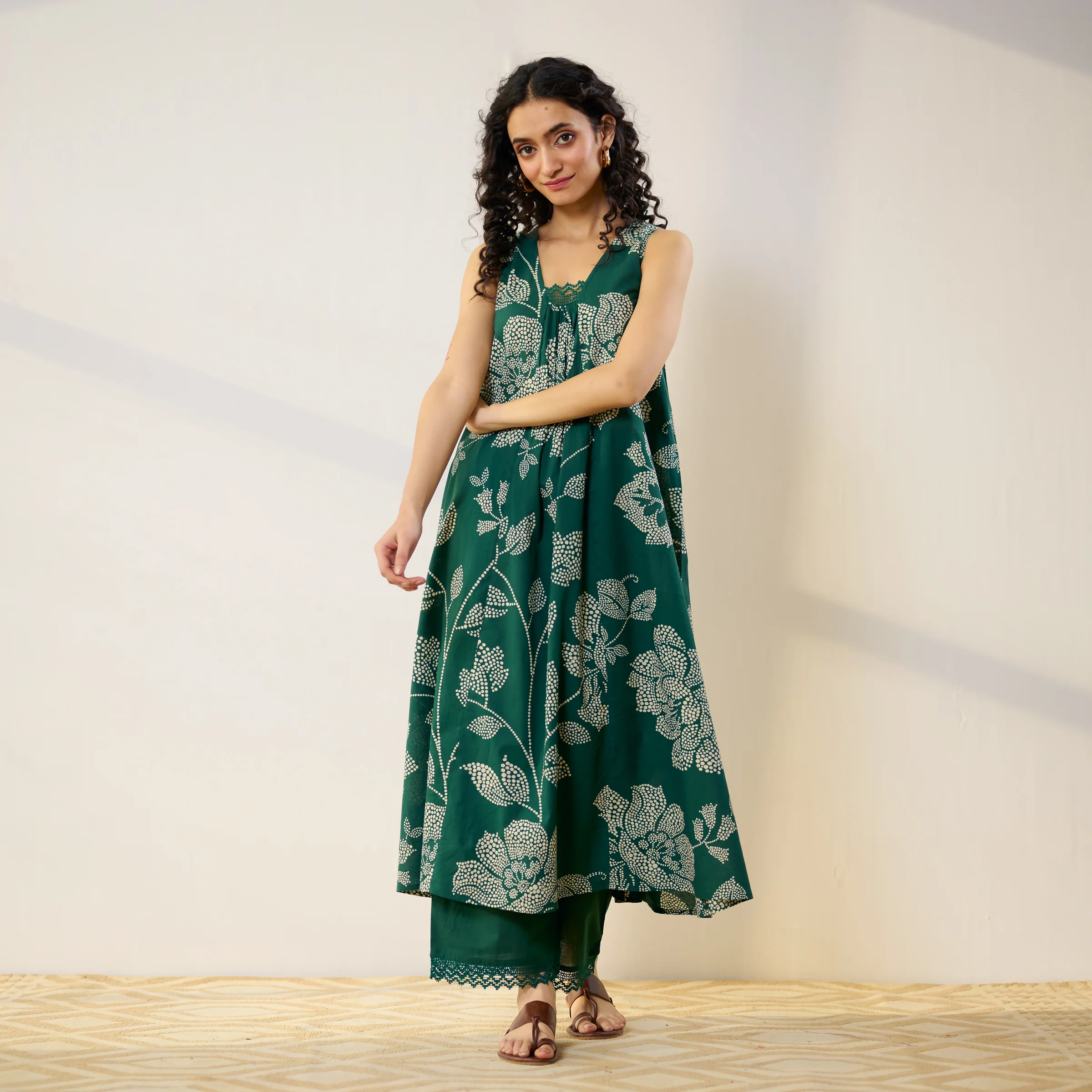 Rosewood Cotton Kurta Set - Emerald Green - Image 5
