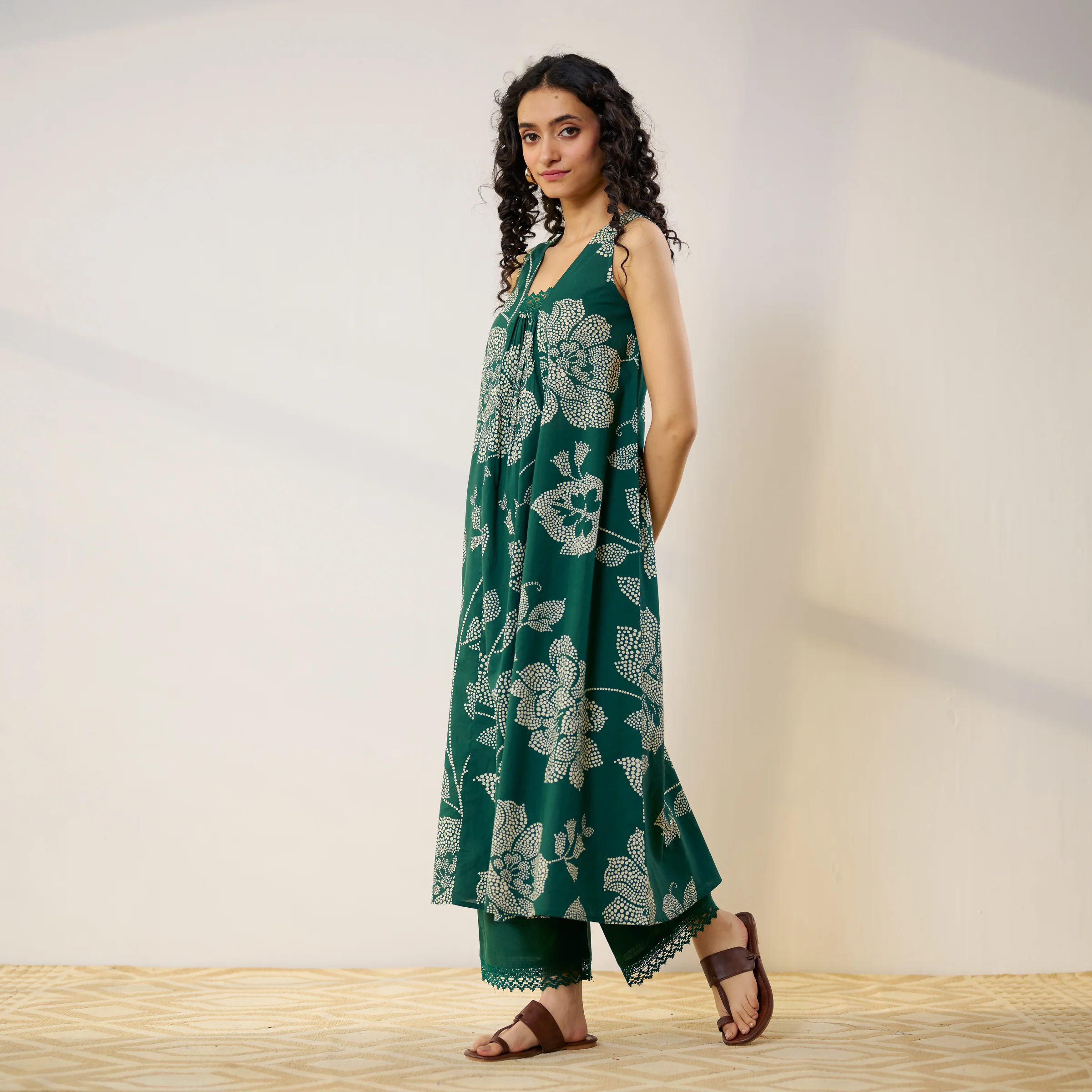 Rosewood Cotton Kurta Set - Emerald Green - Image 6