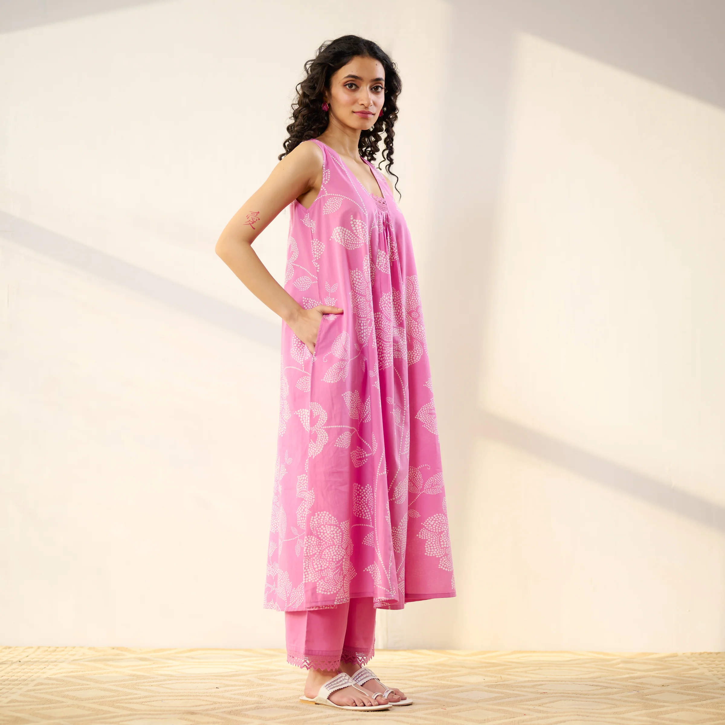 Rosewood Cotton Kurta Set - Pink - Image 5