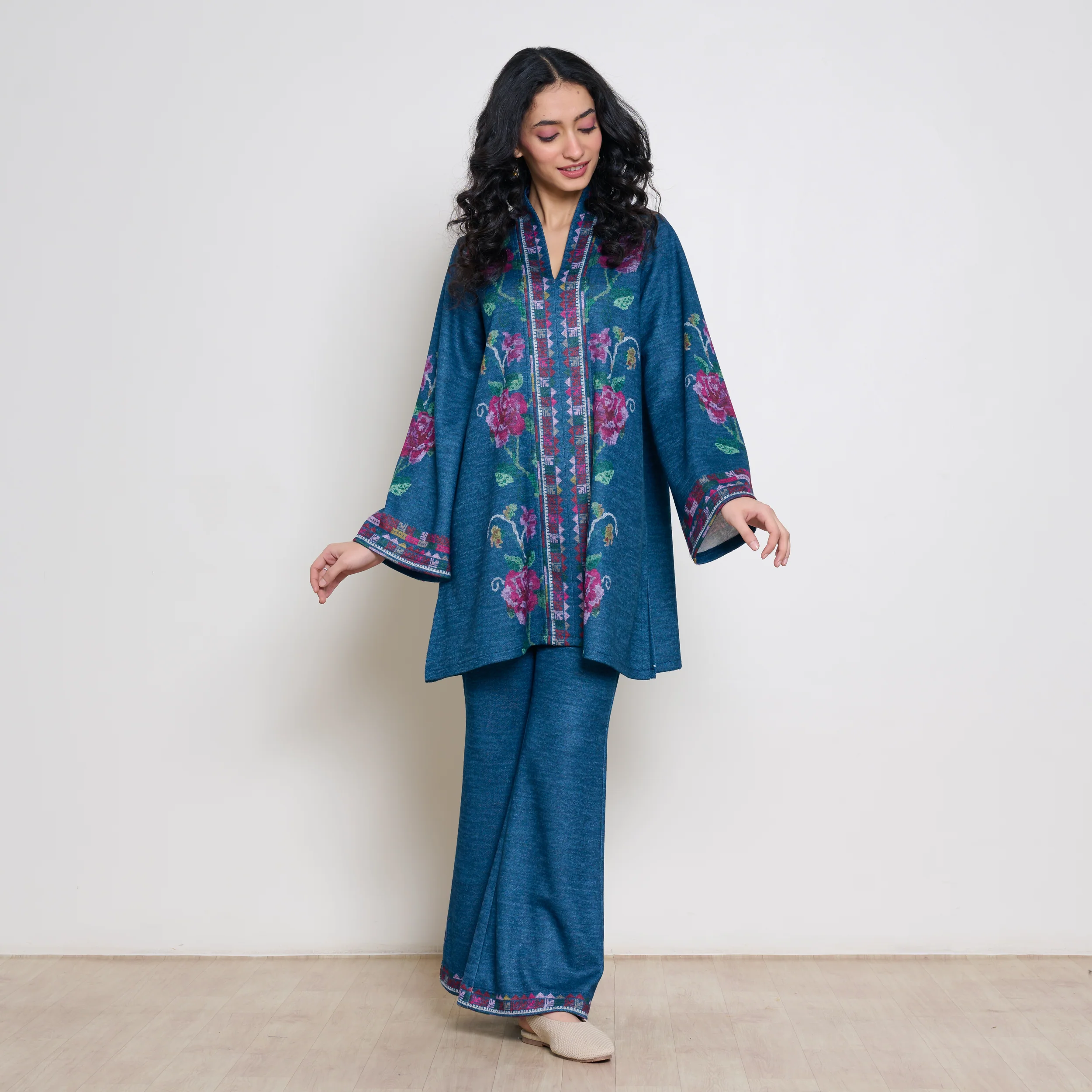 Rosy Woollen Coord Set - Transformative Teal - Image 4
