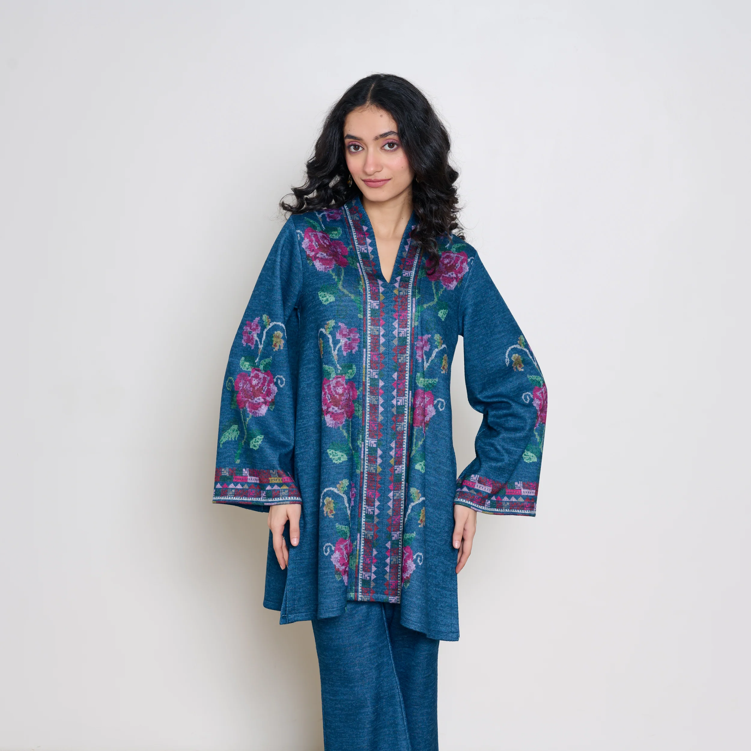 Rosy Woollen Coord Set - Transformative Teal - Image 9