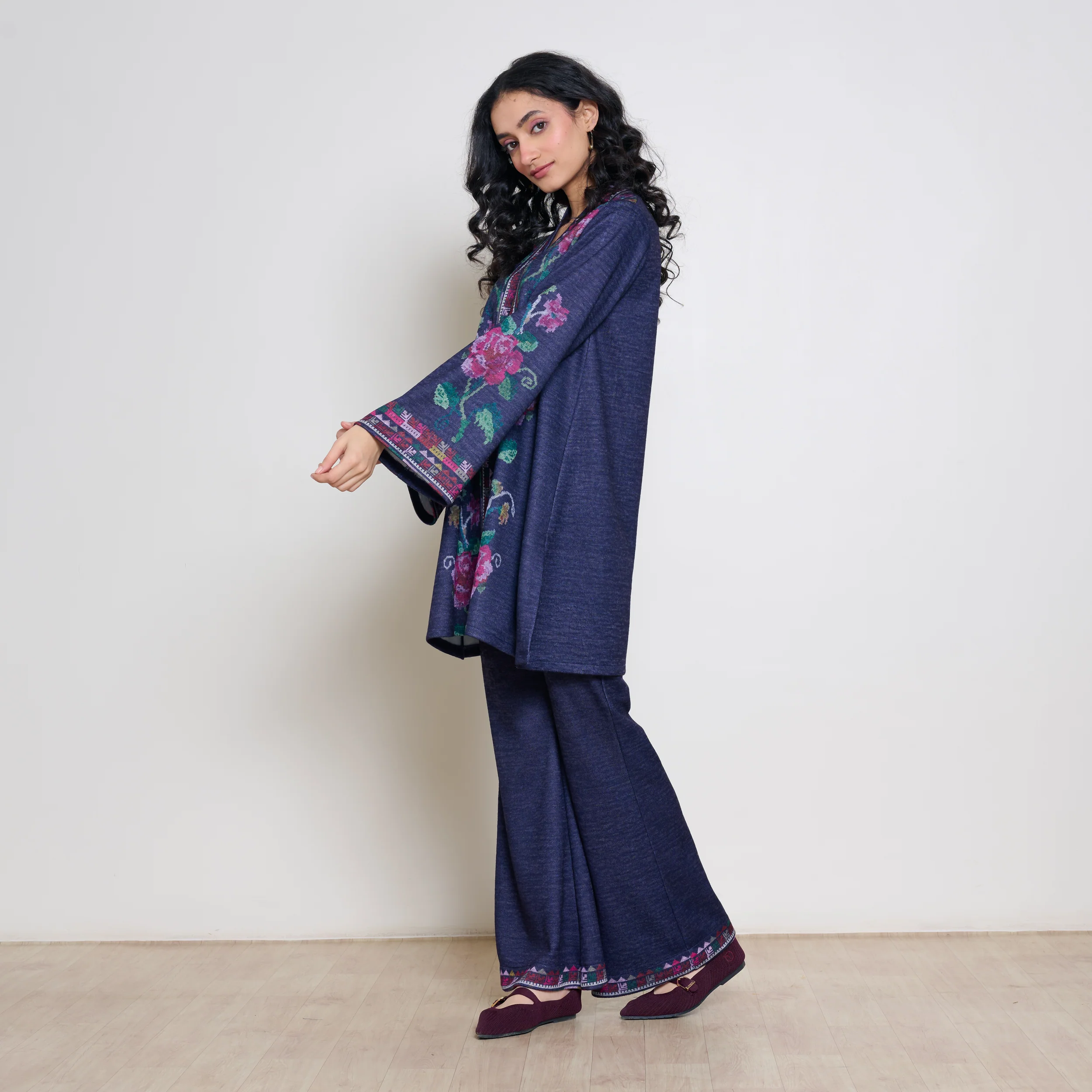 Rosy Woollen Coord Set - Violet - Image 10