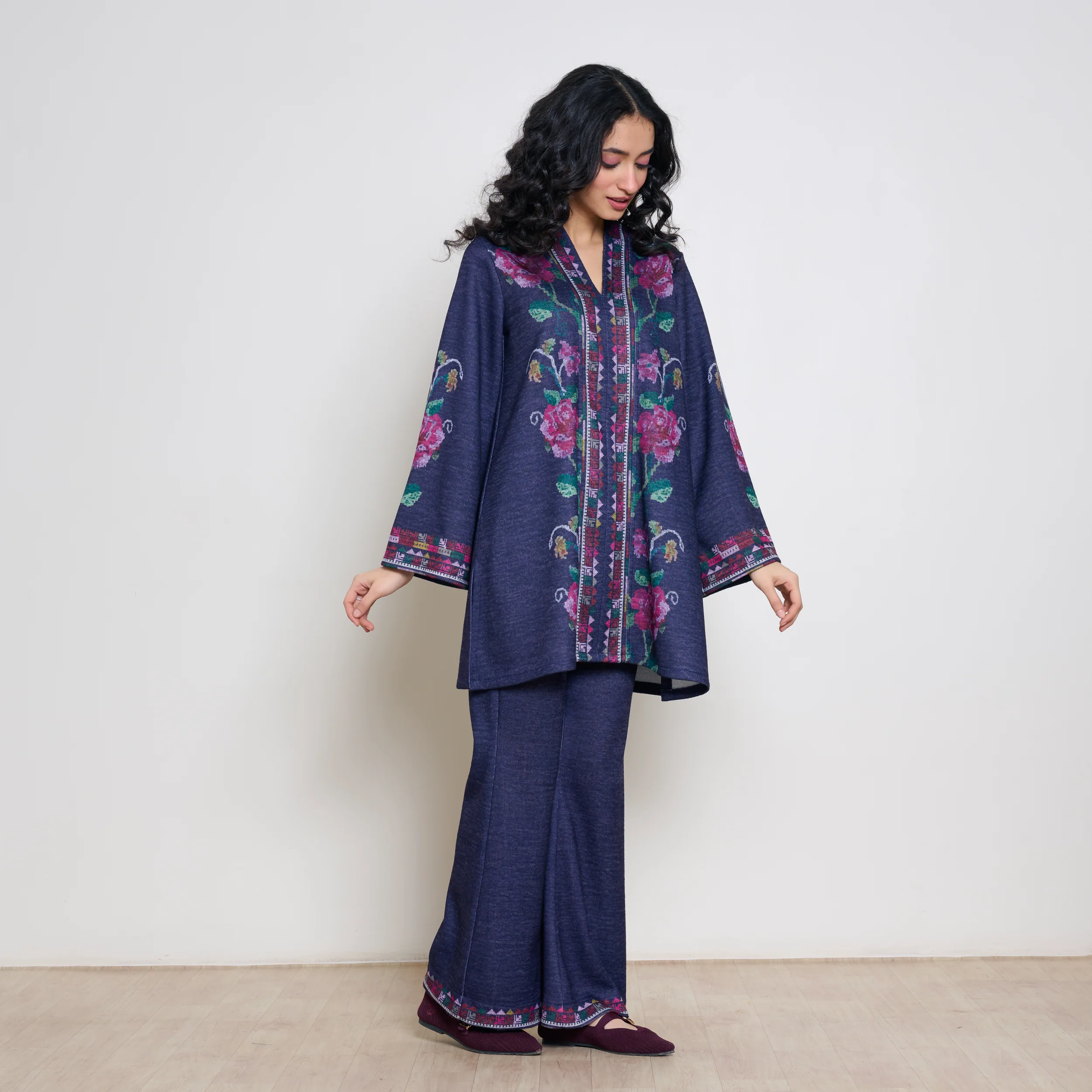 Rosy Woollen Coord Set - Violet - Image 4
