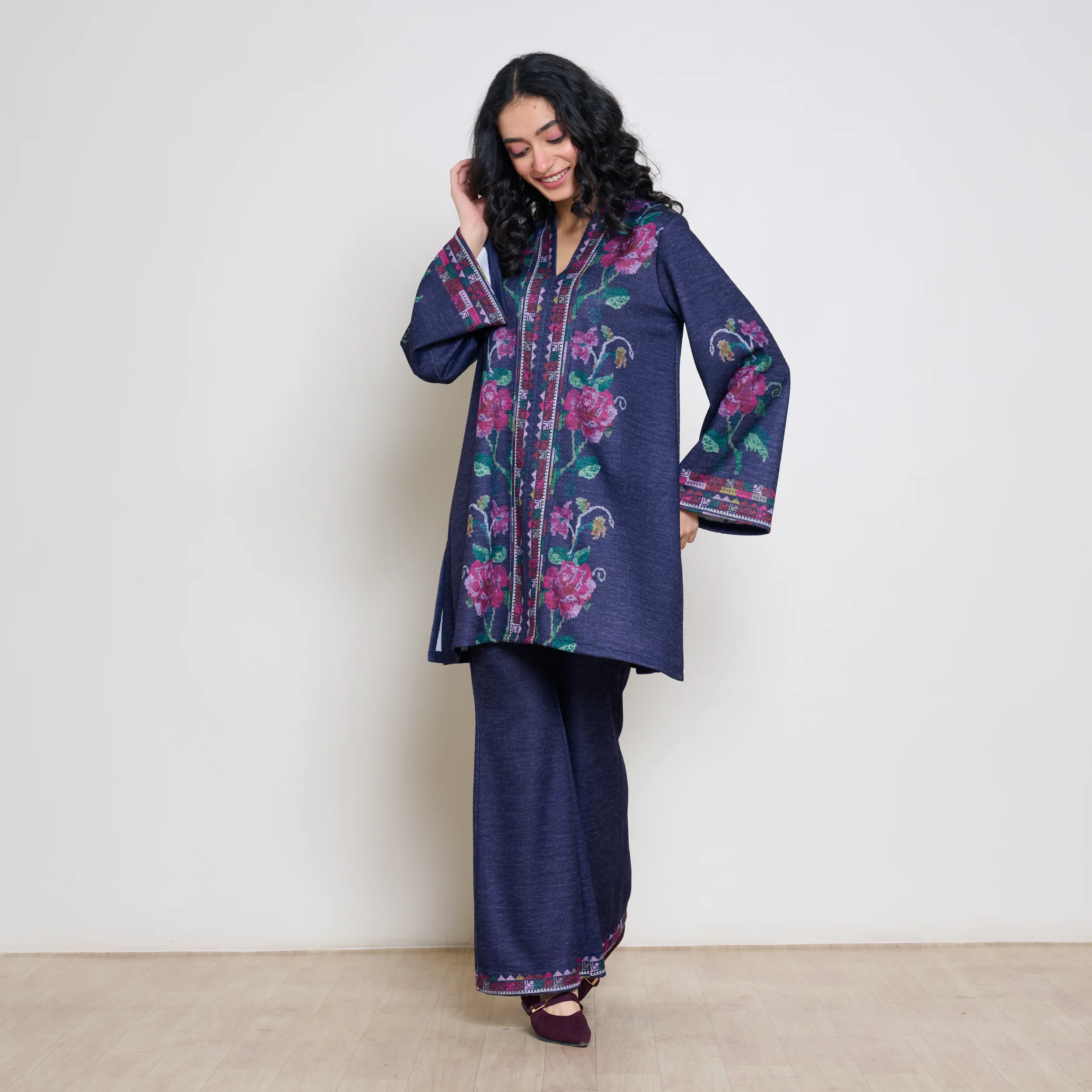 Rosy Woollen Coord Set - Violet - Image 5