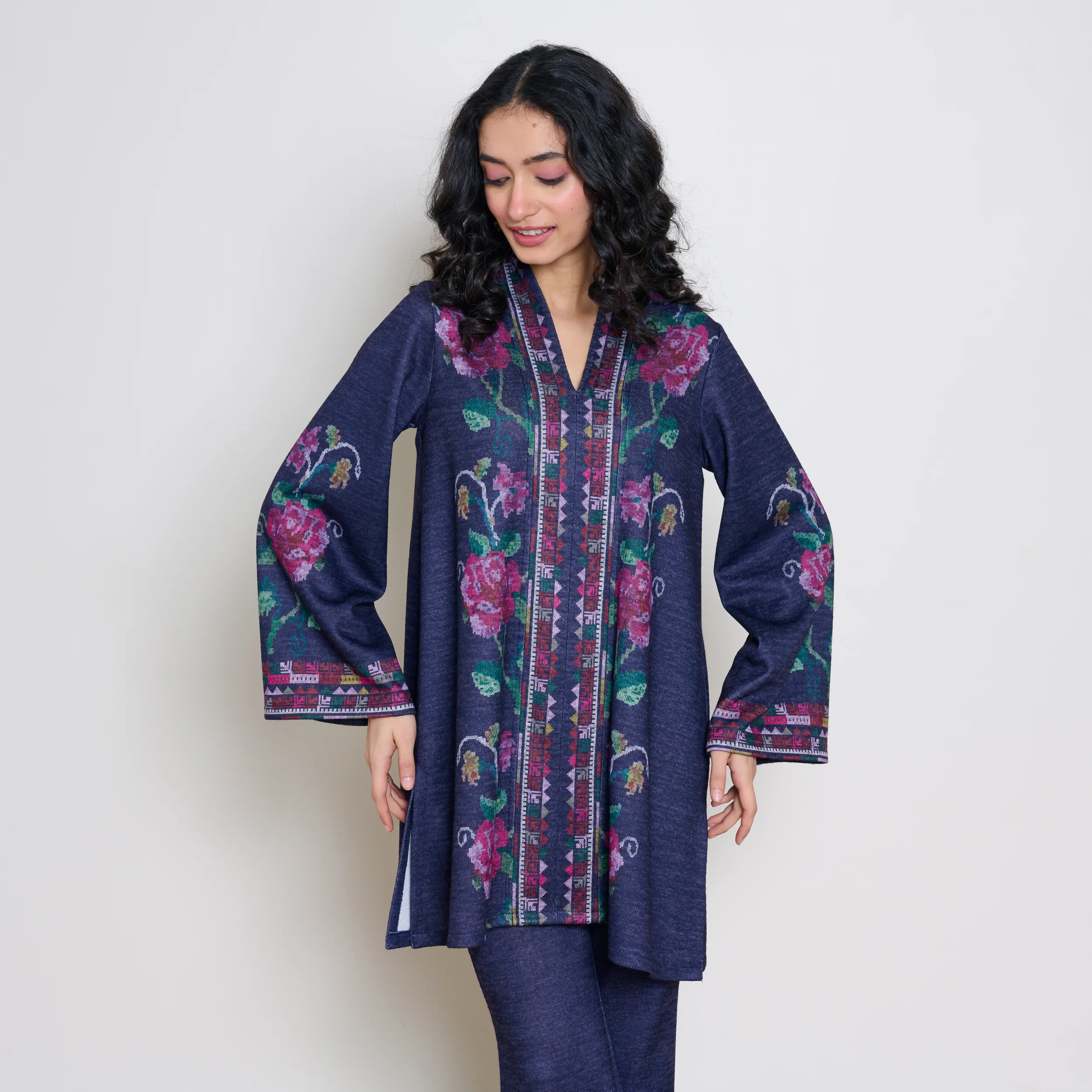 Rosy Woollen Coord Set - Violet - Image 8