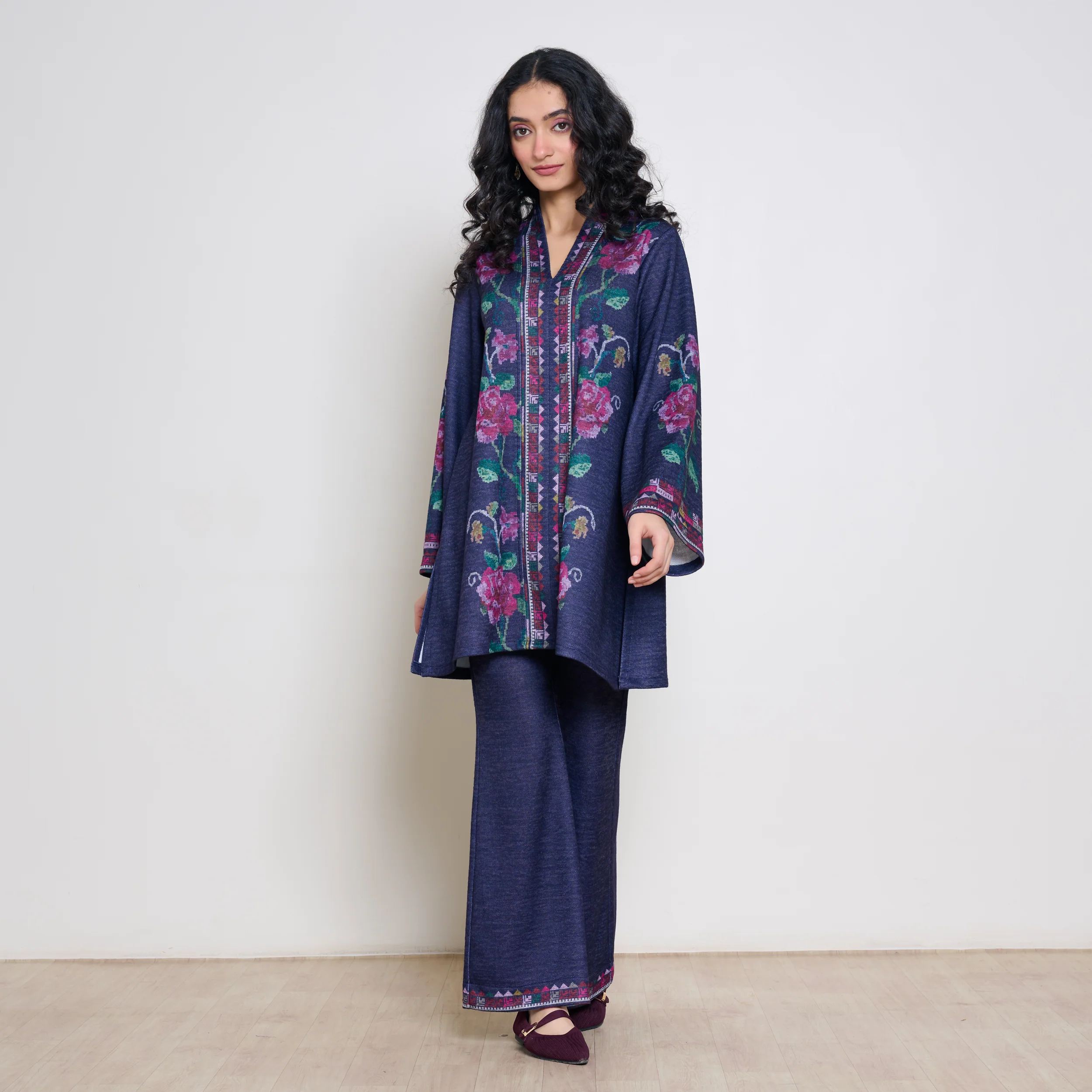 Rosy Woollen Coord Set - Violet - Image 9