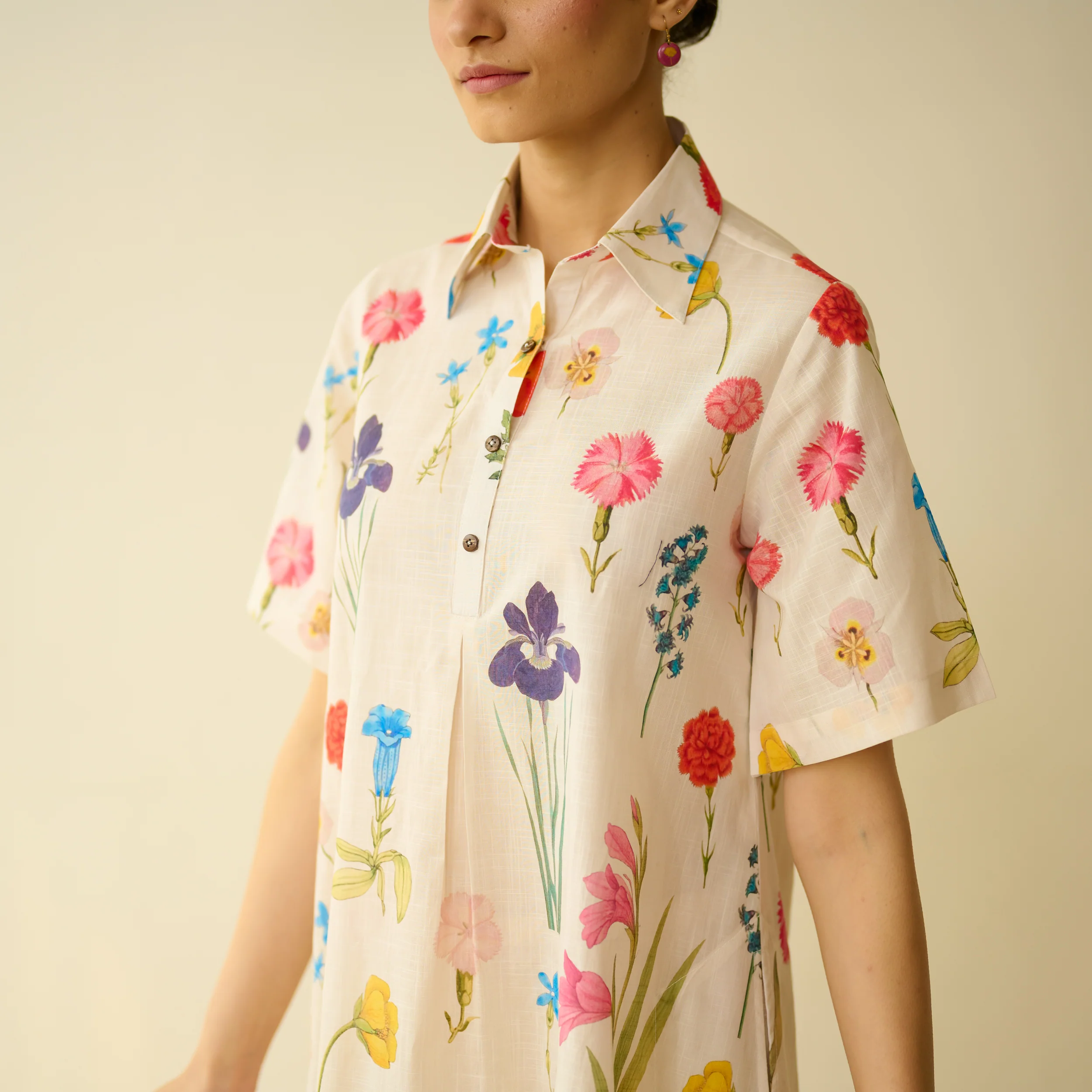 Ruby Slub Cotton Day Dress - Off White - Image 2