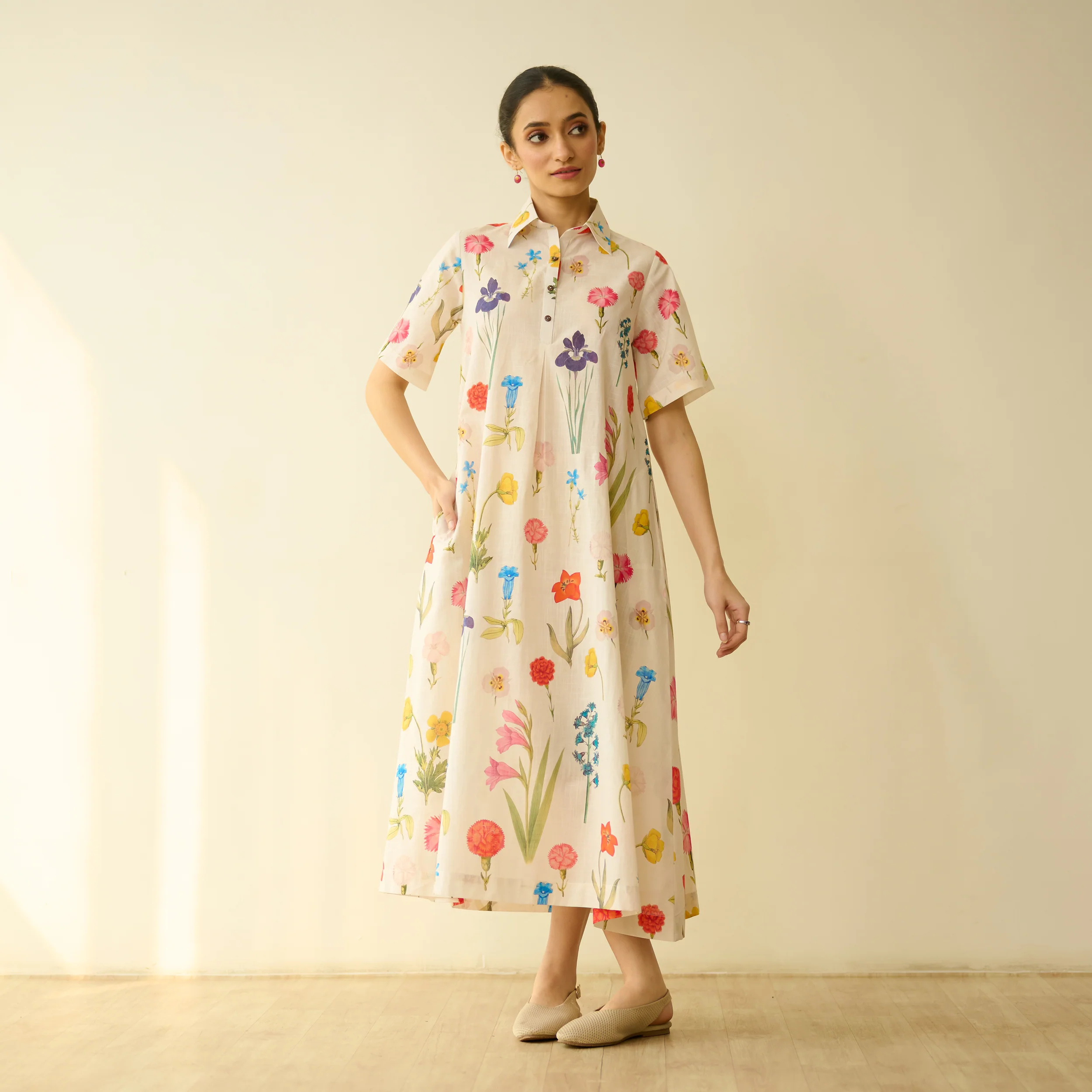 Ruby Slub Cotton Day Dress - Off White - Image 5