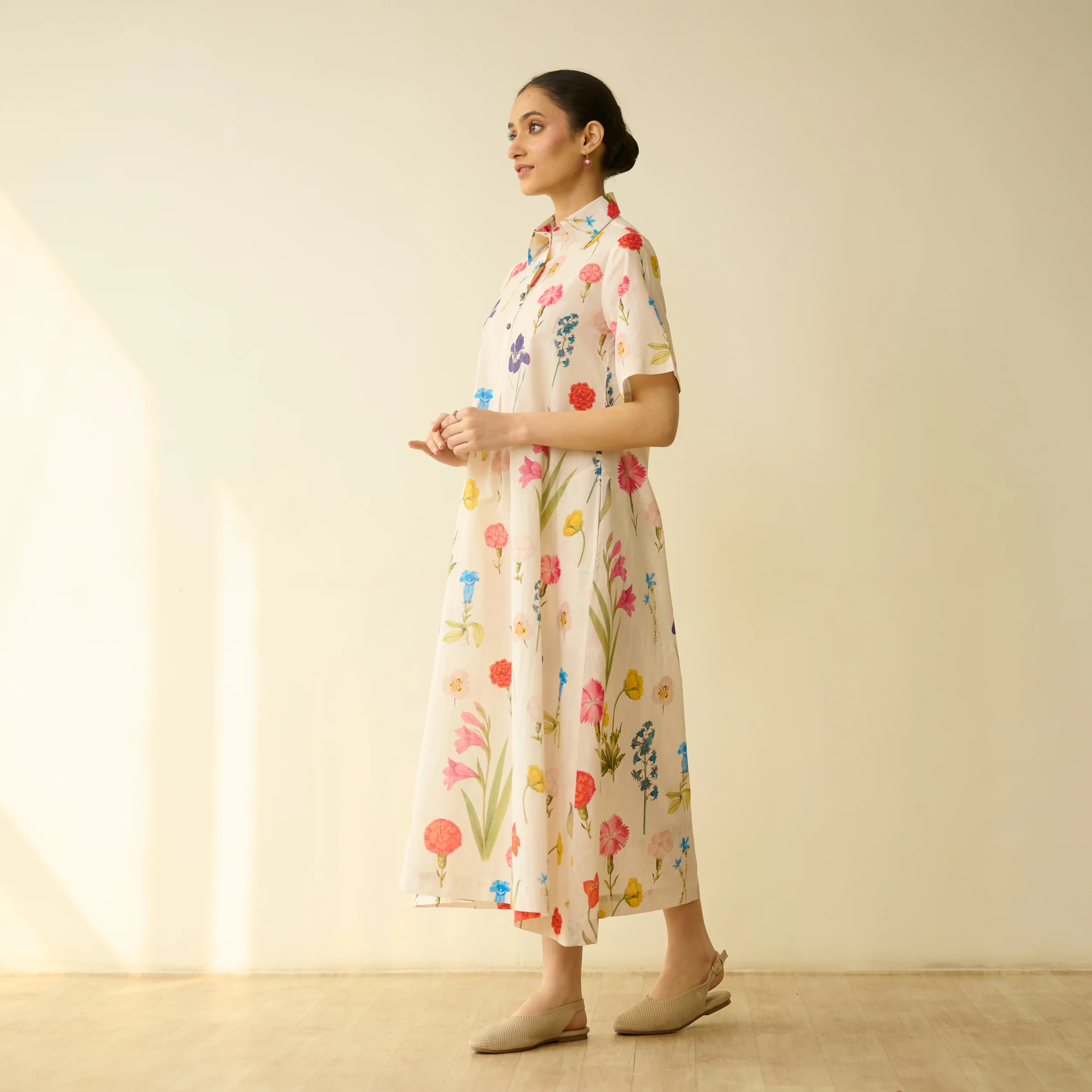 Ruby Slub Cotton Day Dress - Off White - Image 6