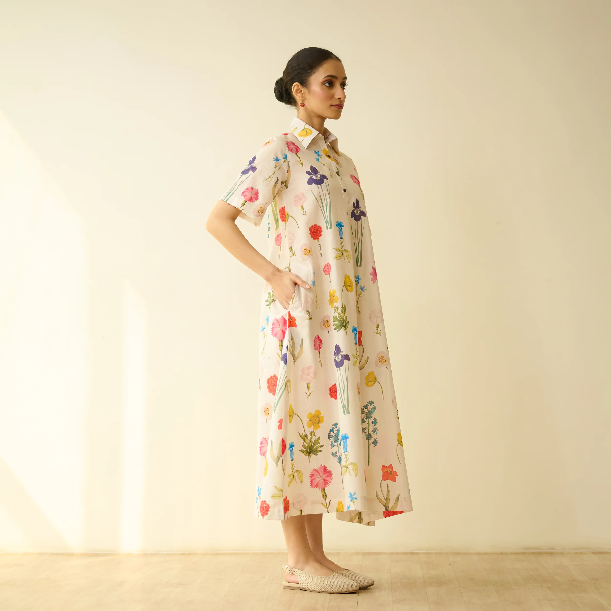 Ruby Slub Cotton Day Dress - Off White - Image 7