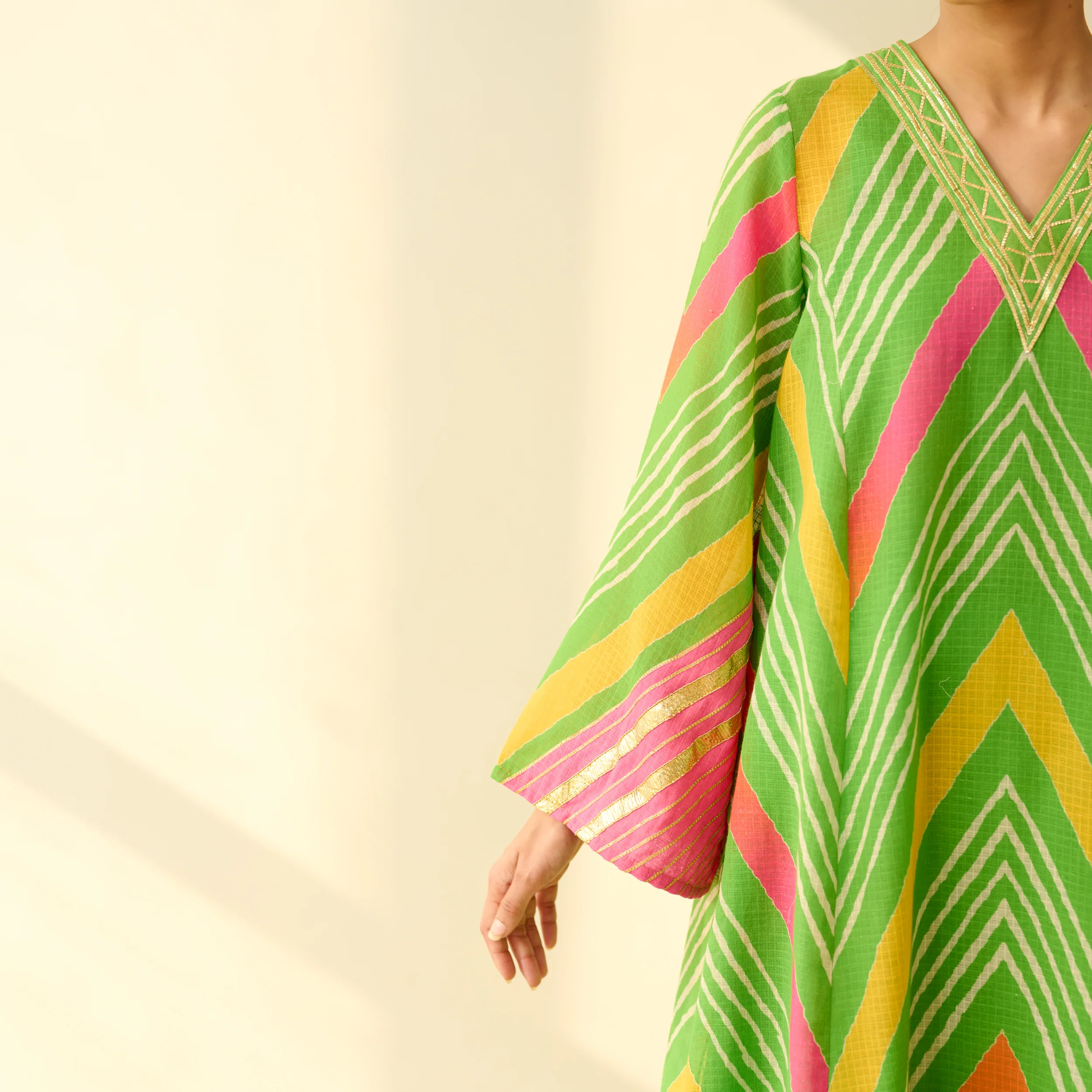 Ruhaani Kota Doria Cotton Semi Festive Kurta - Multicolour - Image 3