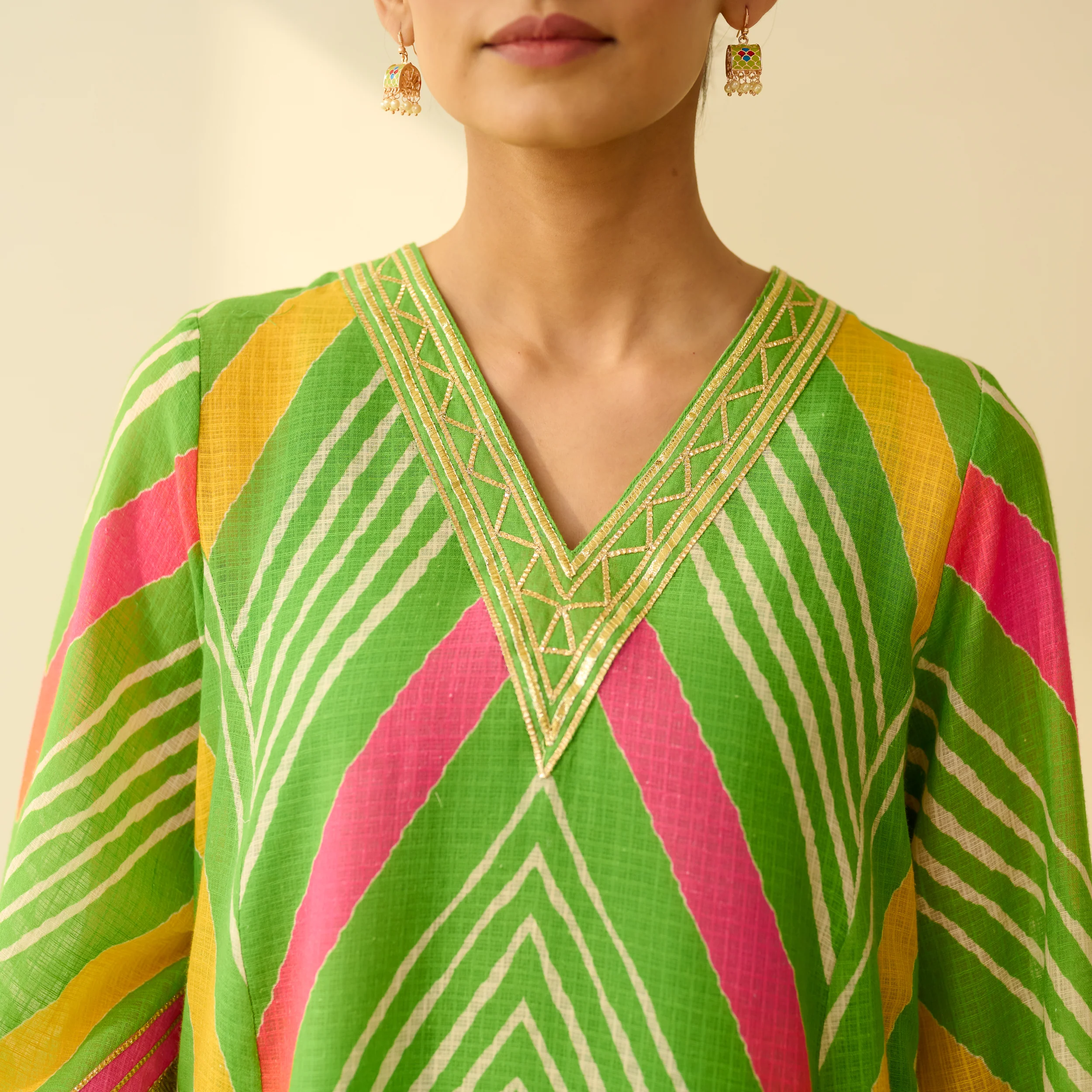 Ruhaani Kota Doria Cotton Semi Festive Kurta - Multicolour - Image 5