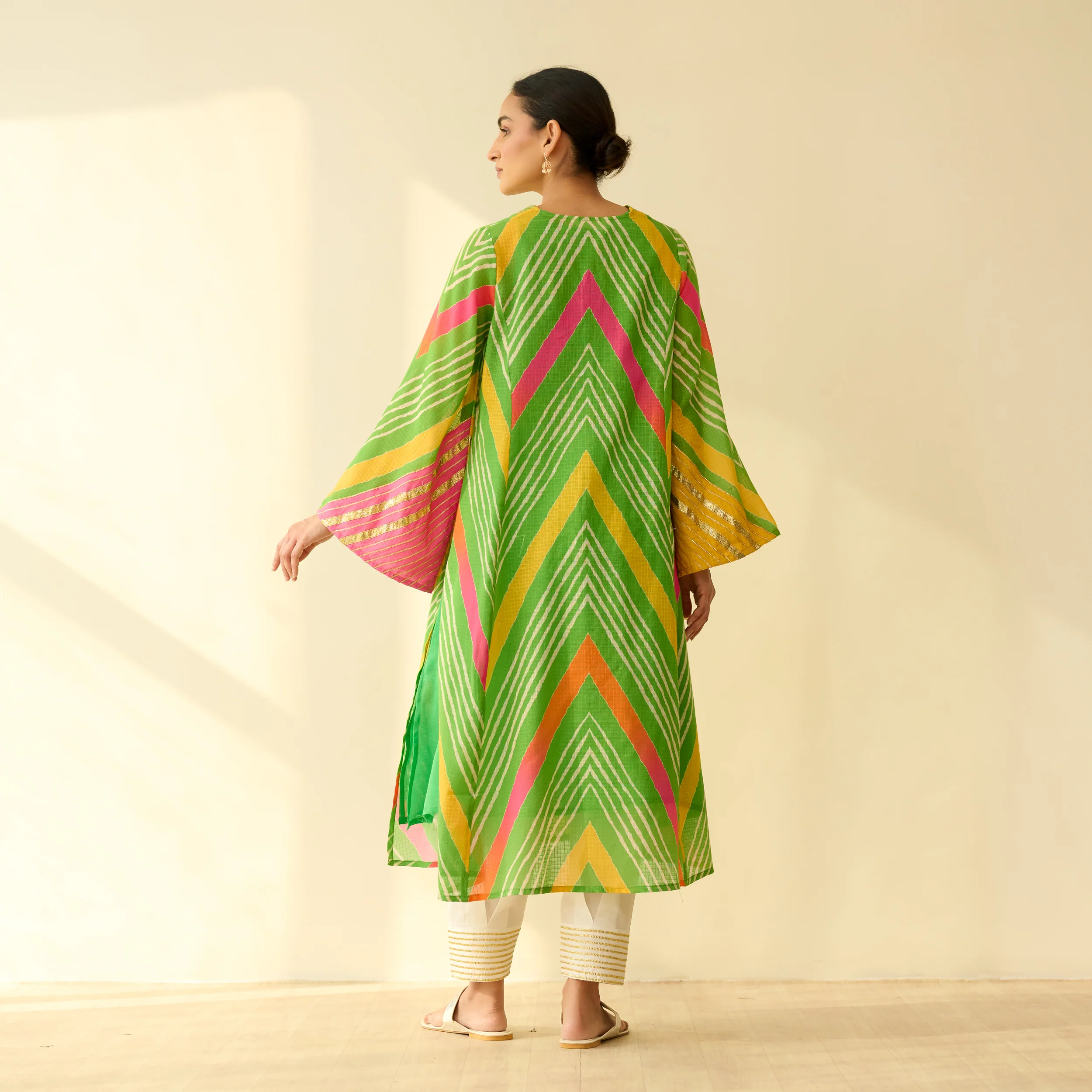 Ruhaani Kota Doria Cotton Semi Festive Kurta - Multicolour - Image 6