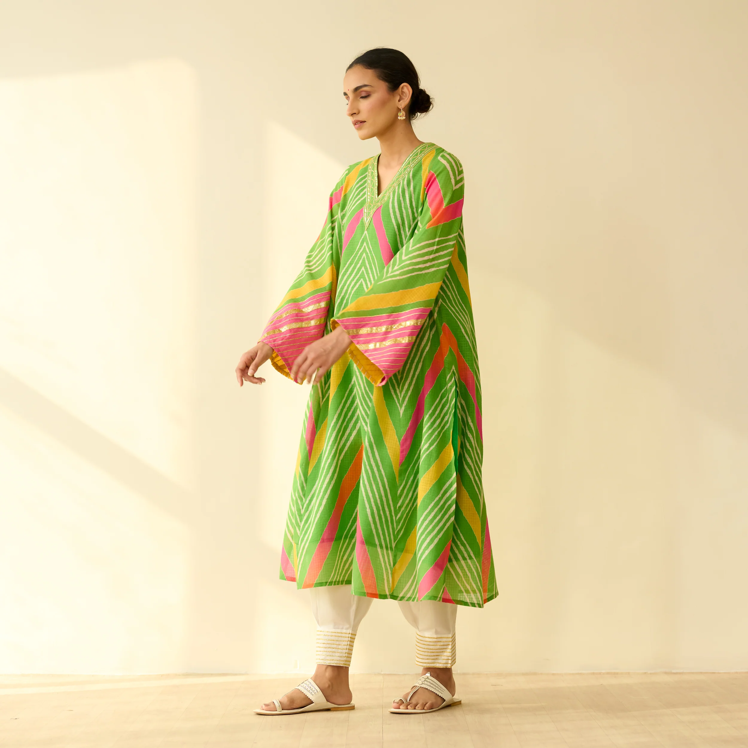 Ruhaani Kota Doria Cotton Semi Festive Kurta - Multicolour - Image 7