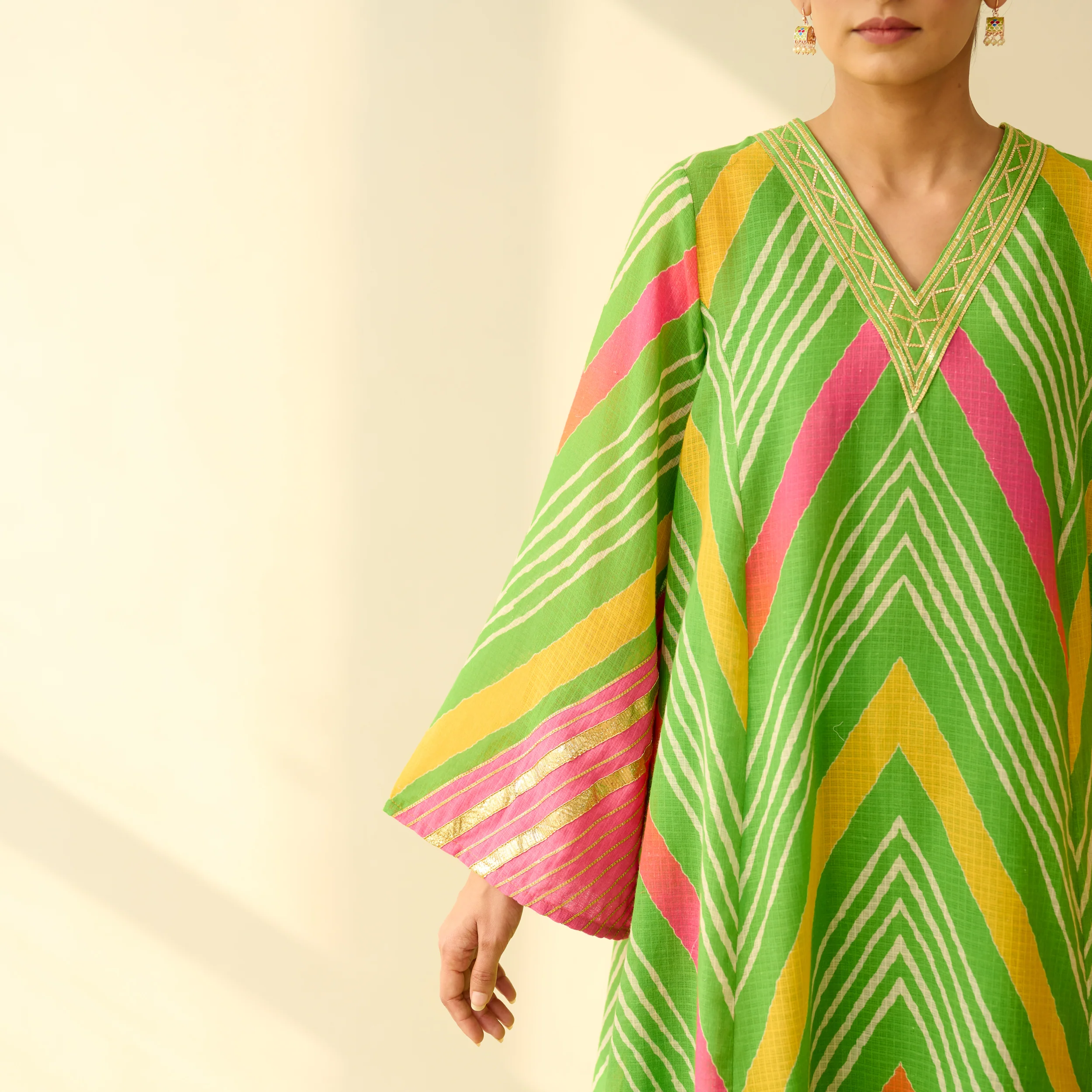 Ruhaani Kota Doria Cotton Semi Festive Kurta - Multicolour - Image 8