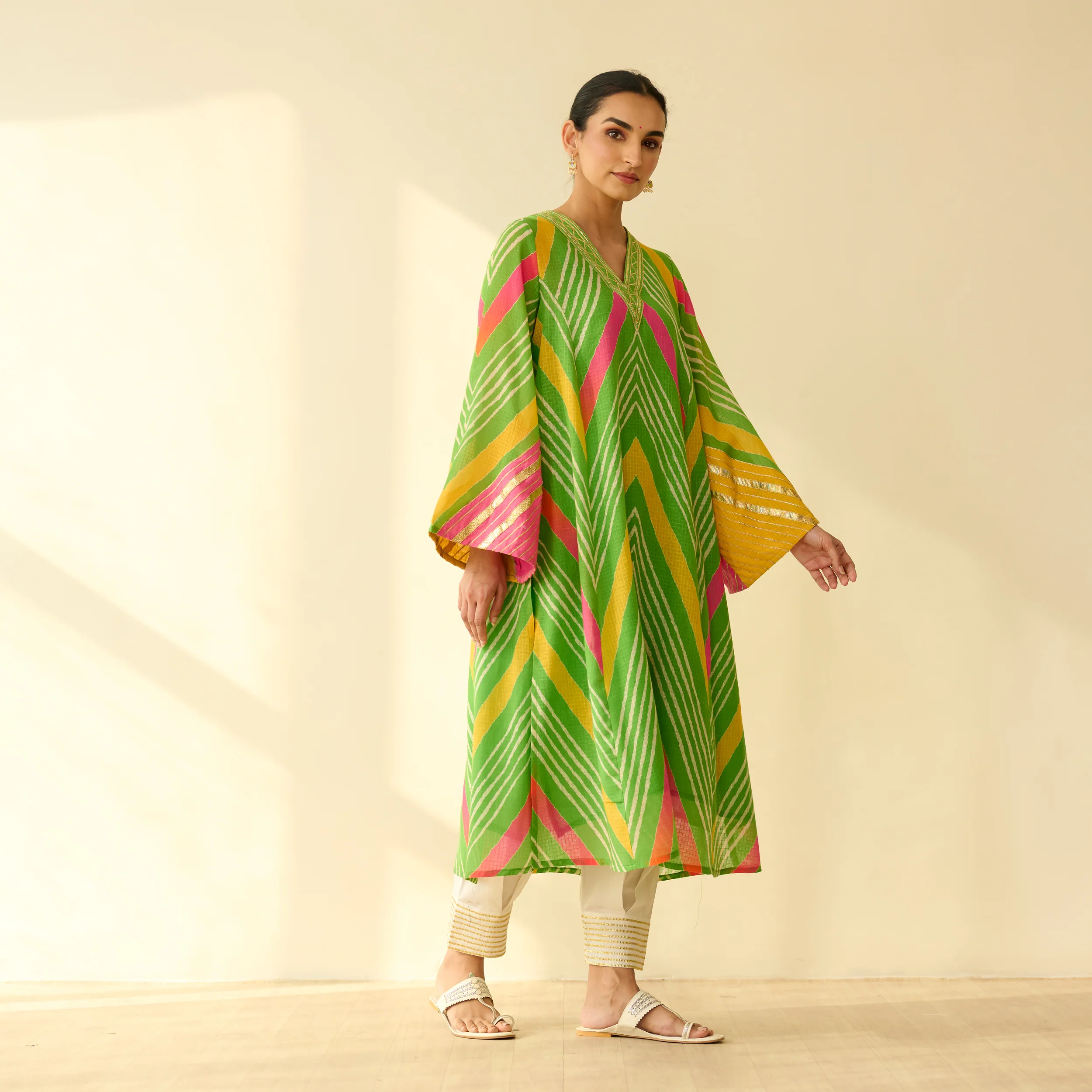 Ruhaani Kota Doria Cotton Semi Festive Kurta - Multicolour - Image 9