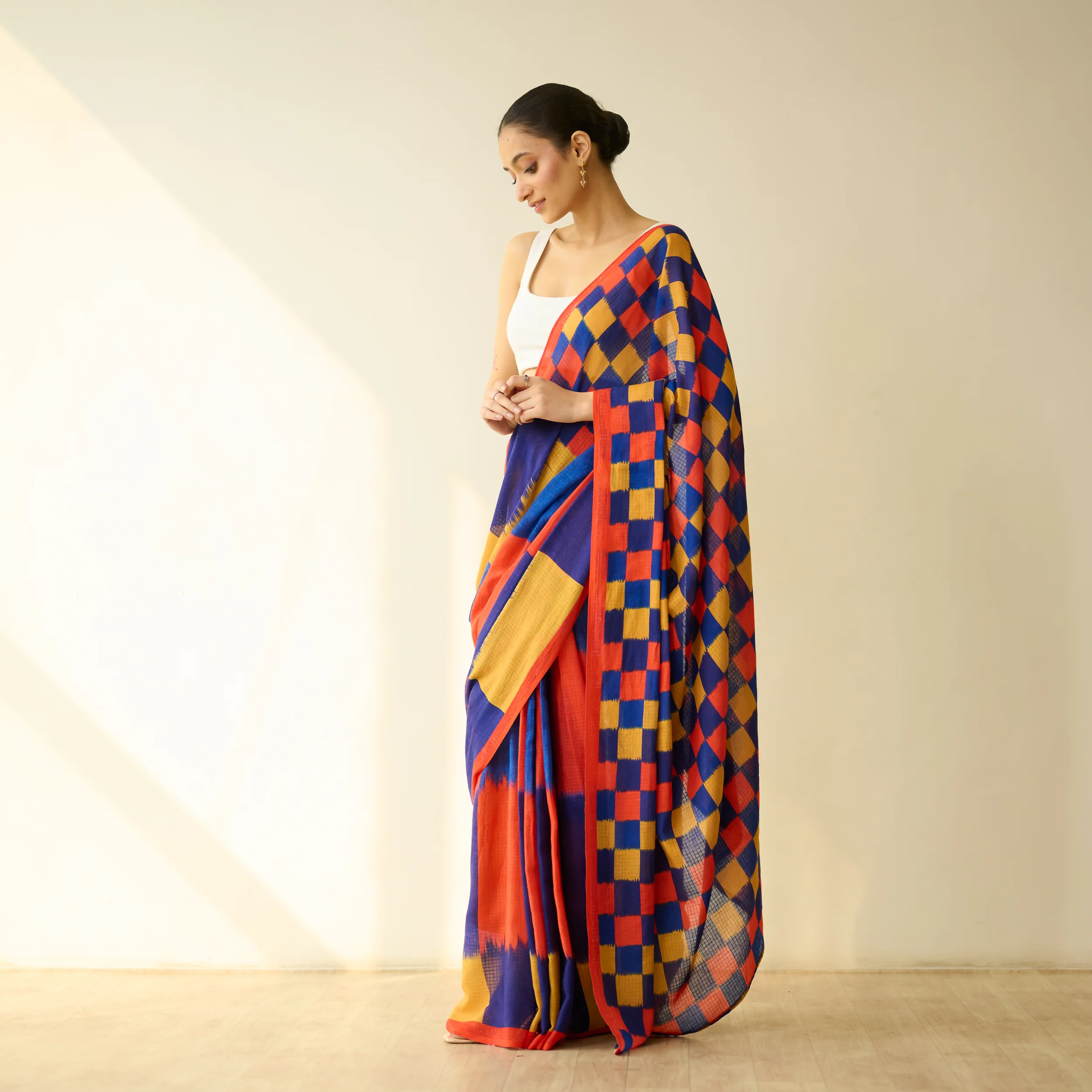 Shabana Retro Prestitched Kota Doria Saree - Multicolour - Image 3