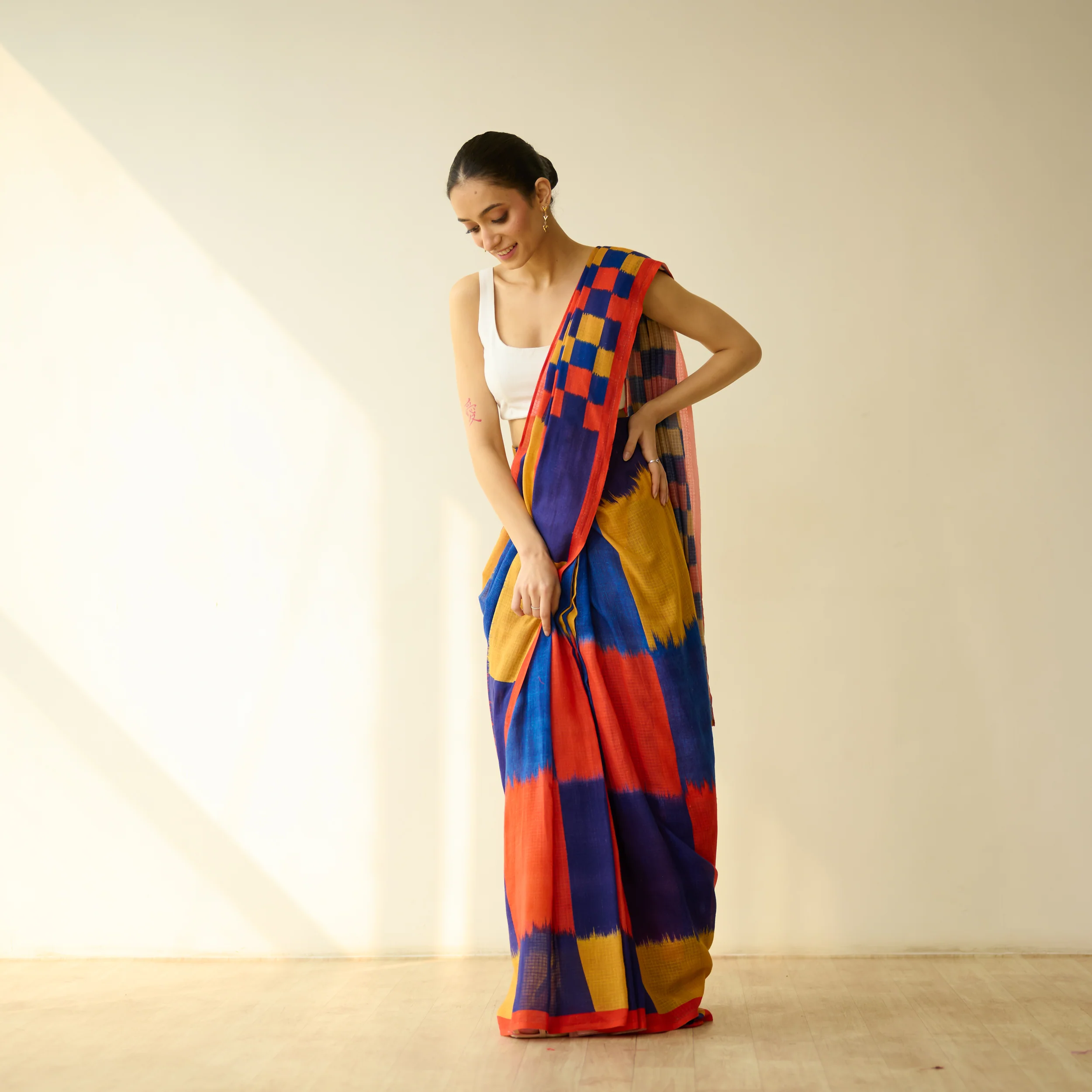 Shabana Retro Prestitched Kota Doria Saree - Multicolour - Image 5