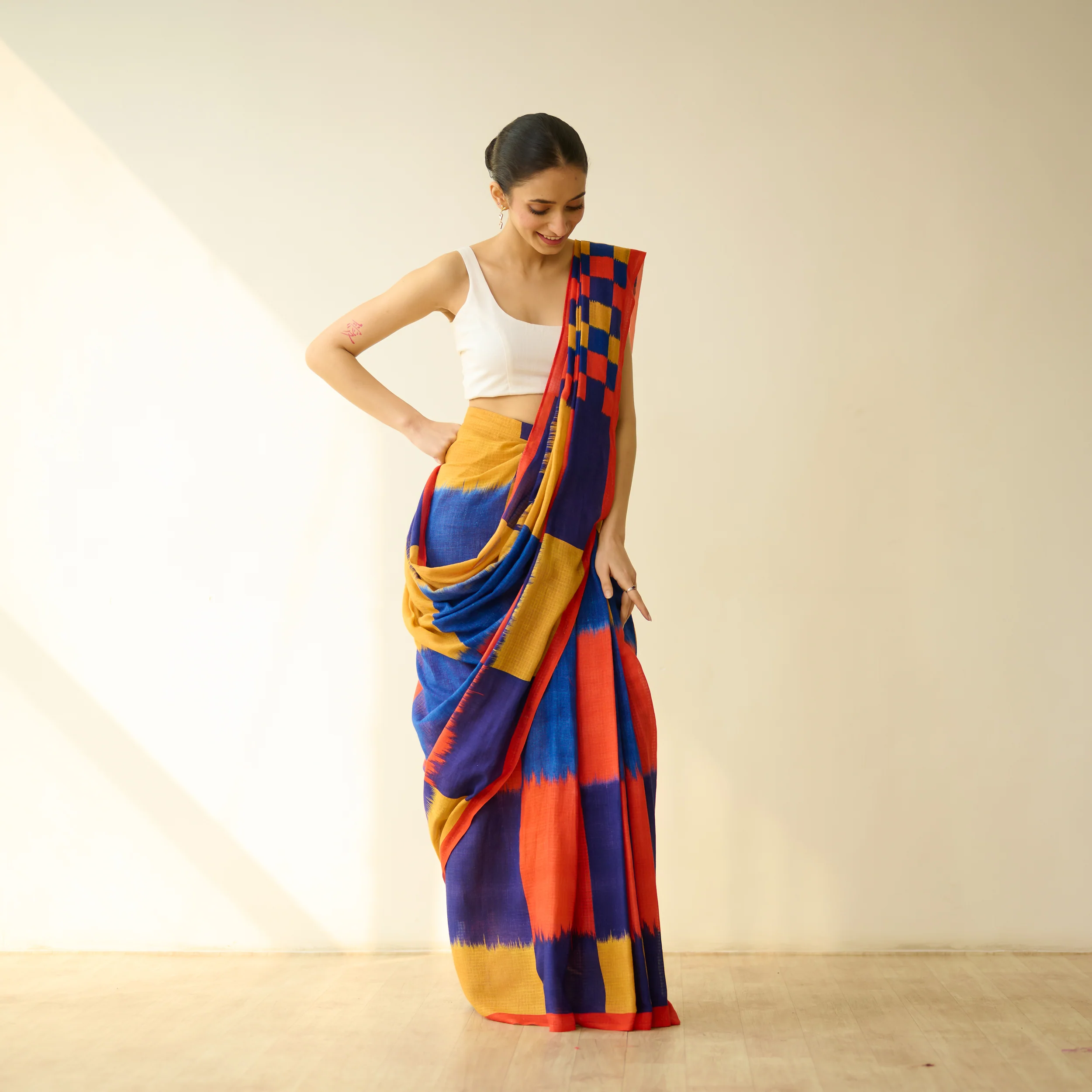 Shabana Retro Prestitched Kota Doria Saree - Multicolour - Image 6