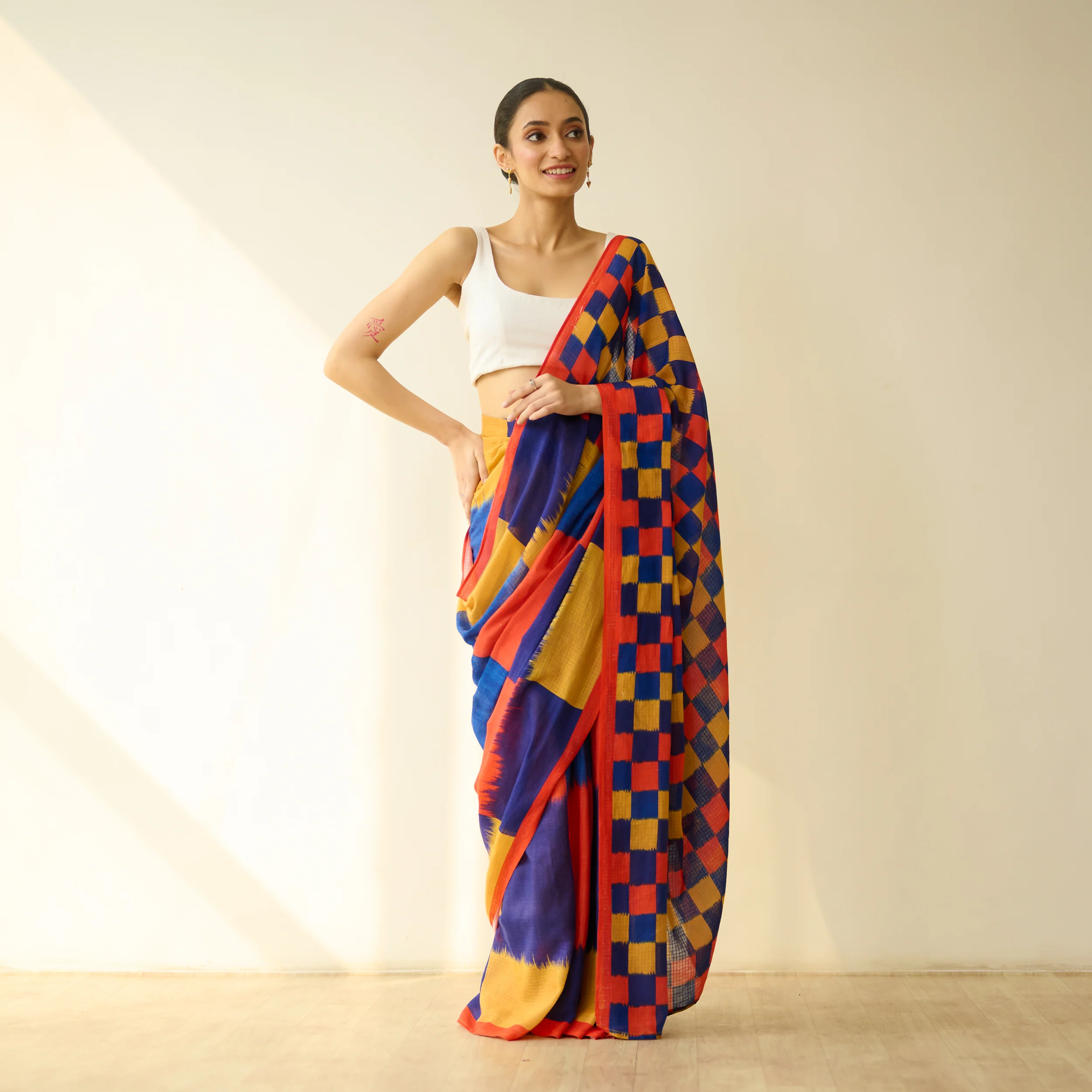 Shabana Retro Prestitched Kota Doria Saree - Multicolour - Image 7