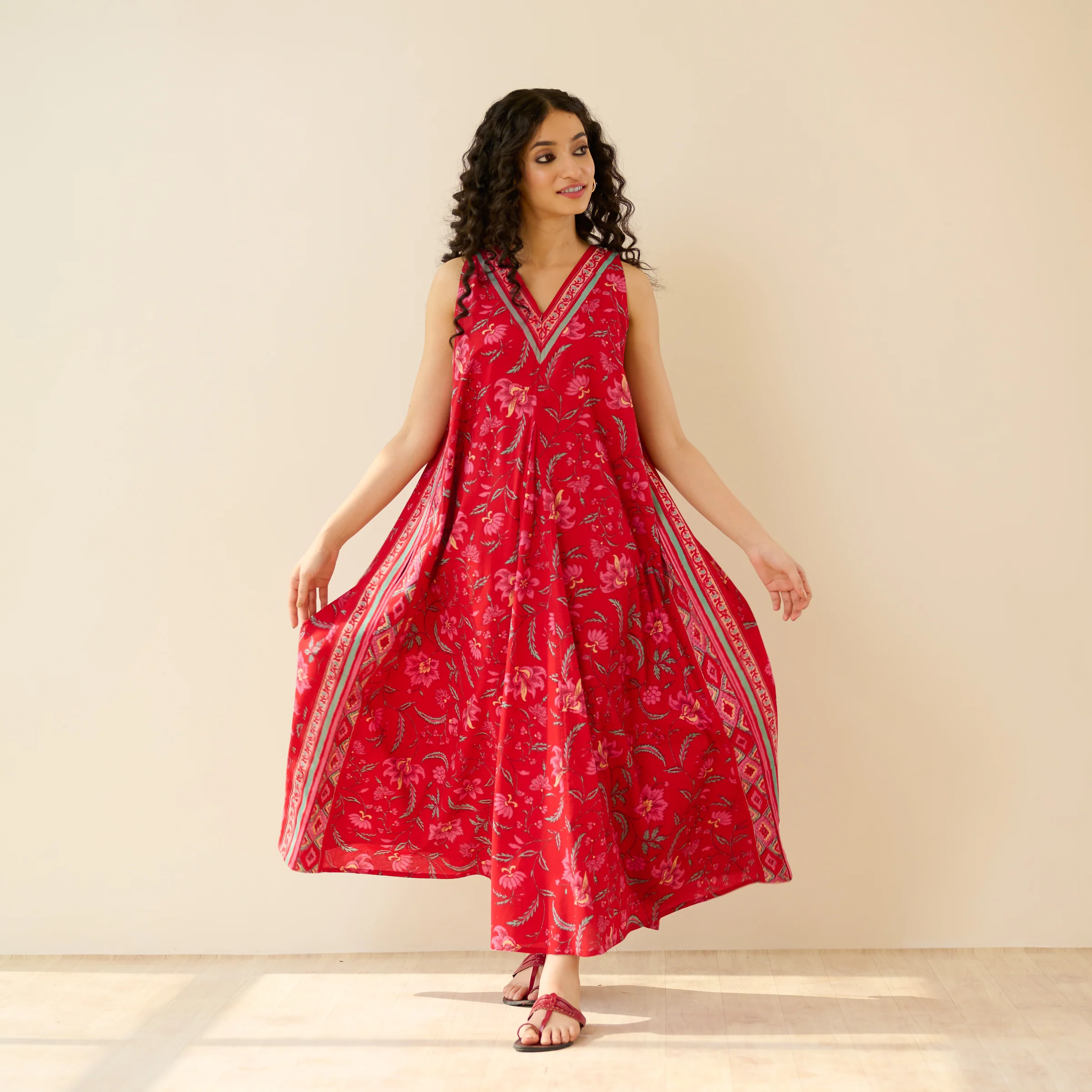 Sara Sanganeri Cotton Maxi Dress - Red - Image 3