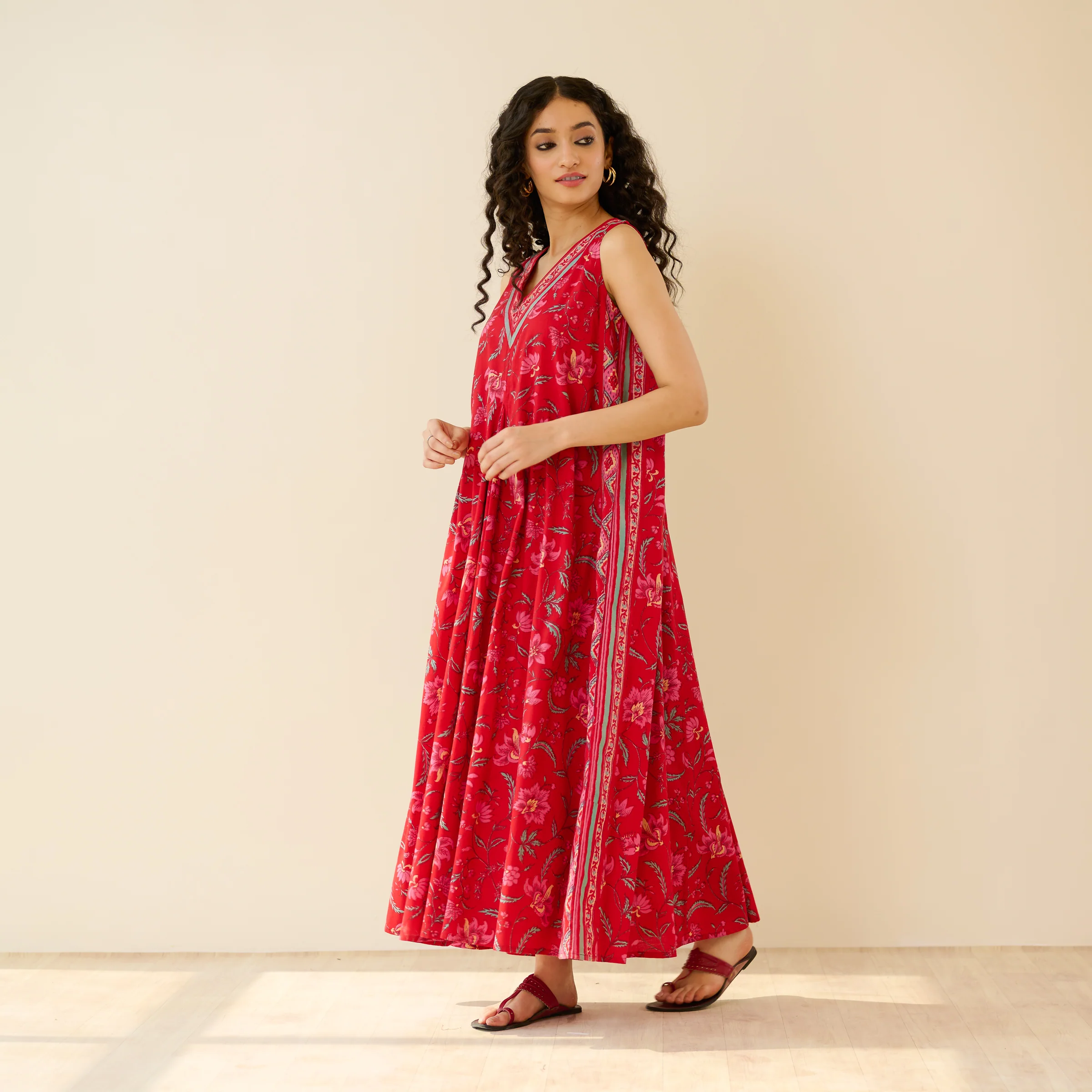 Sara Sanganeri Cotton Maxi Dress - Red - Image 4