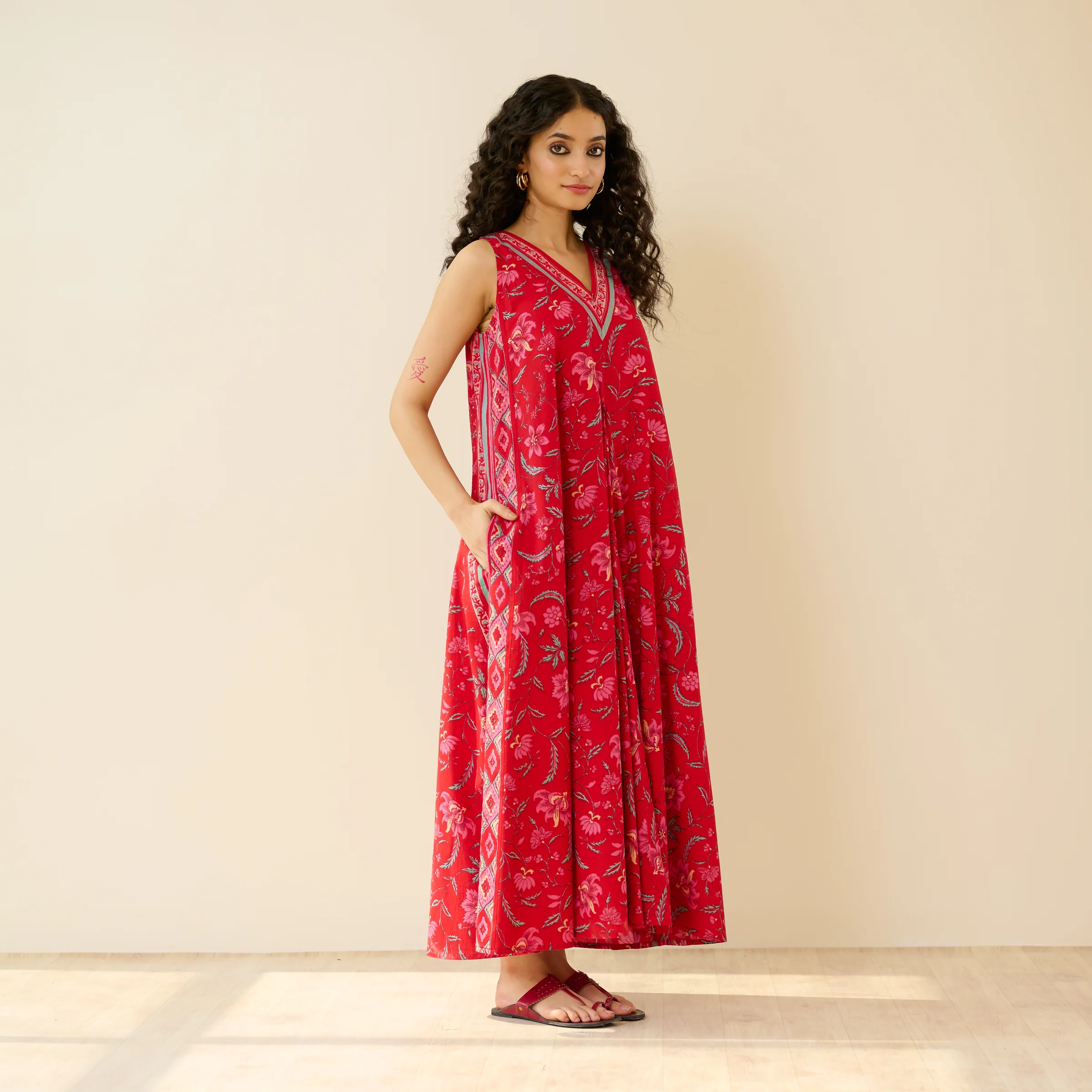 Sara Sanganeri Cotton Maxi Dress - Red - Image 5