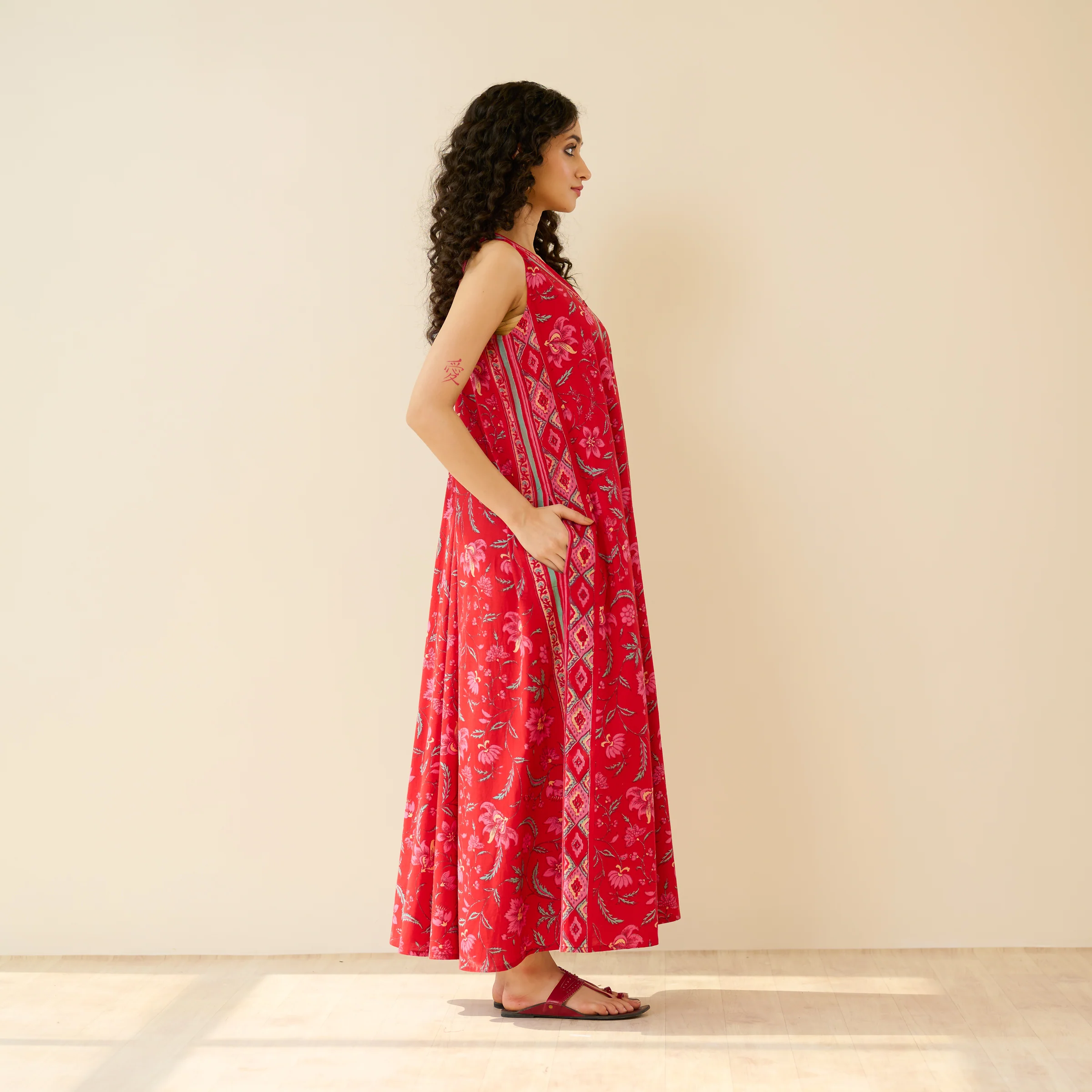 Sara Sanganeri Cotton Maxi Dress - Red - Image 6
