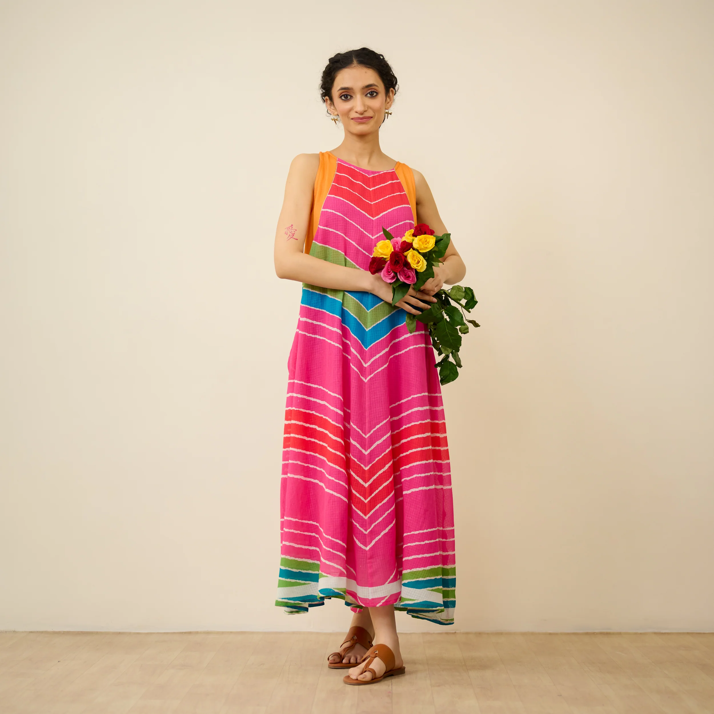 Sawan Leheriya Kota Doria Cotton Dress - Multicolour
